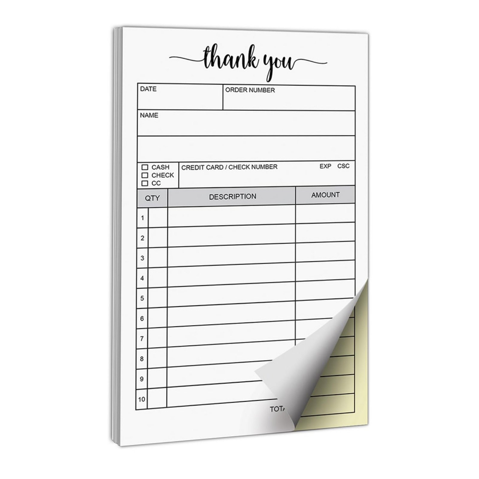 Carbonless Receipt Pad