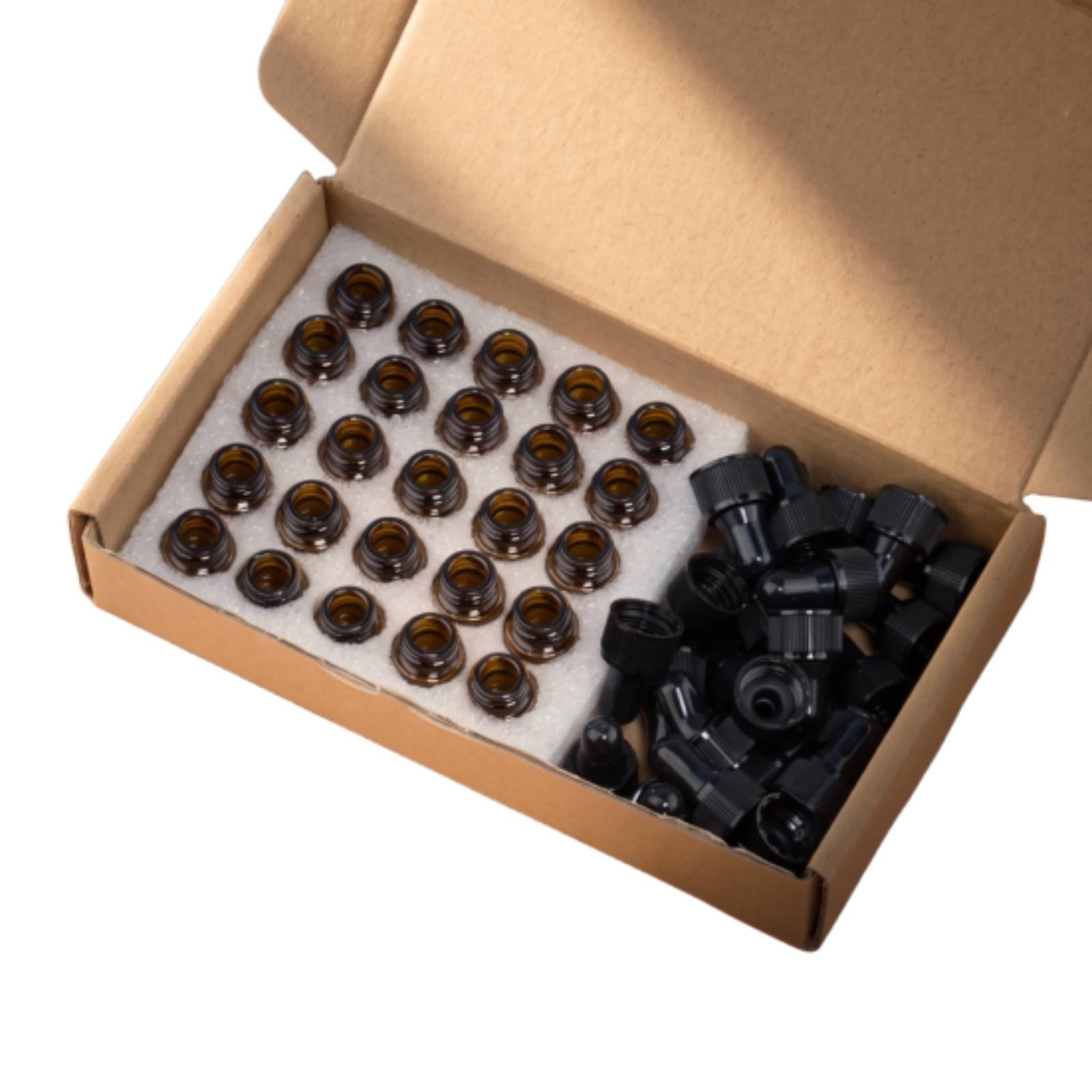 25-Piece Dark Amber Essential Oil Bottles