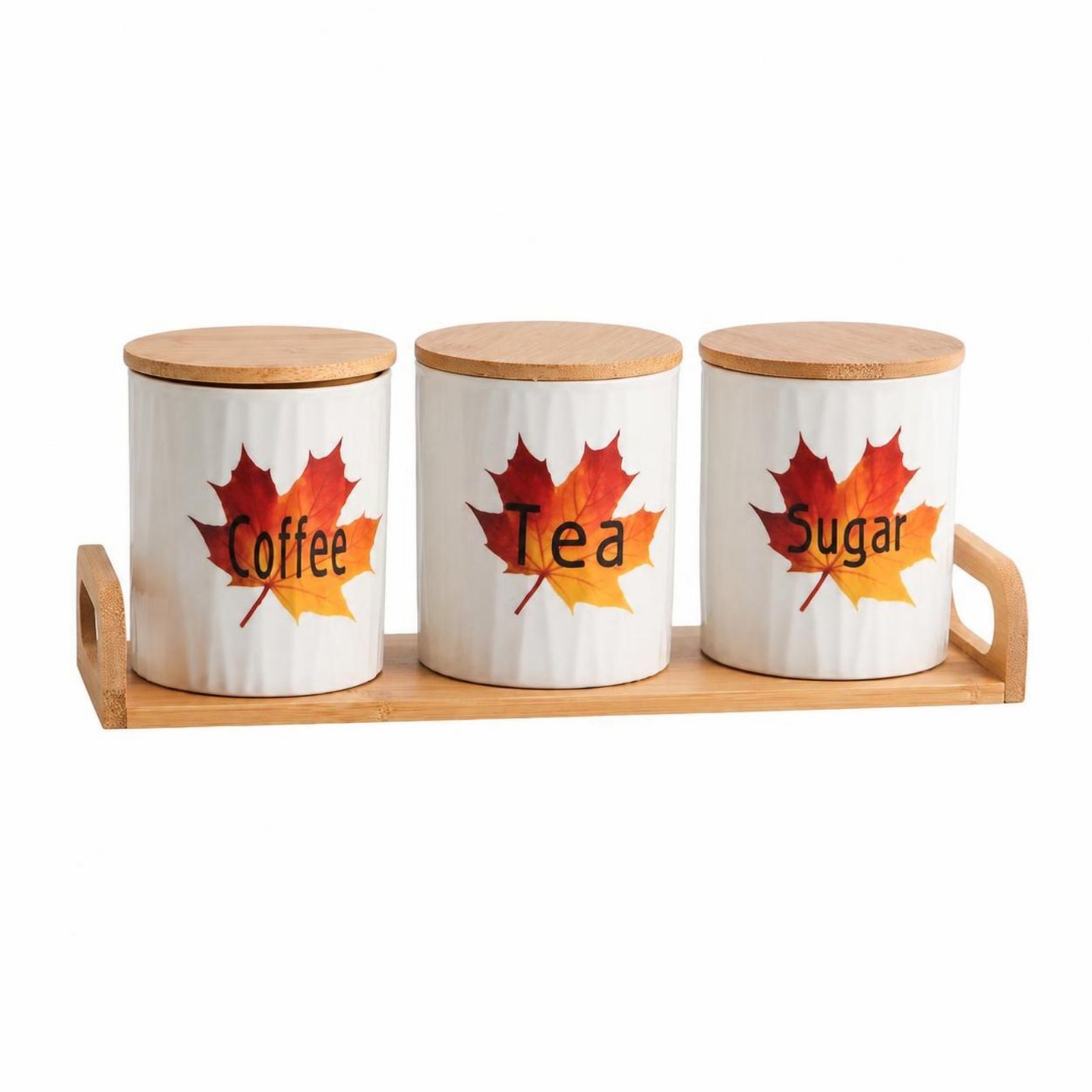 Ceramic Canister Set with Bamboo Lids