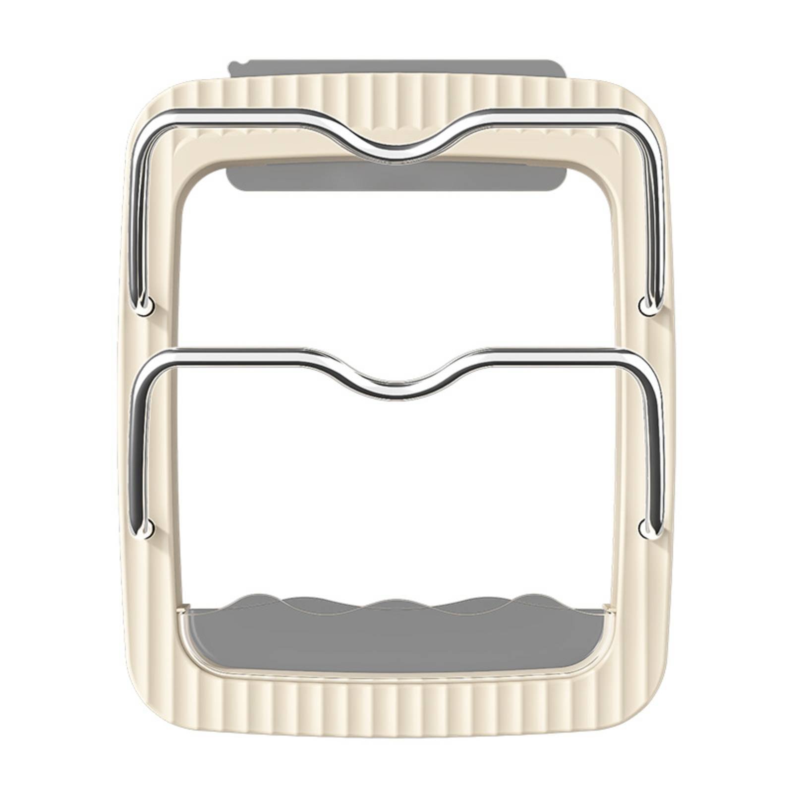 Wall Mounted Pot Lid Holder – Cream White, Silver Rod