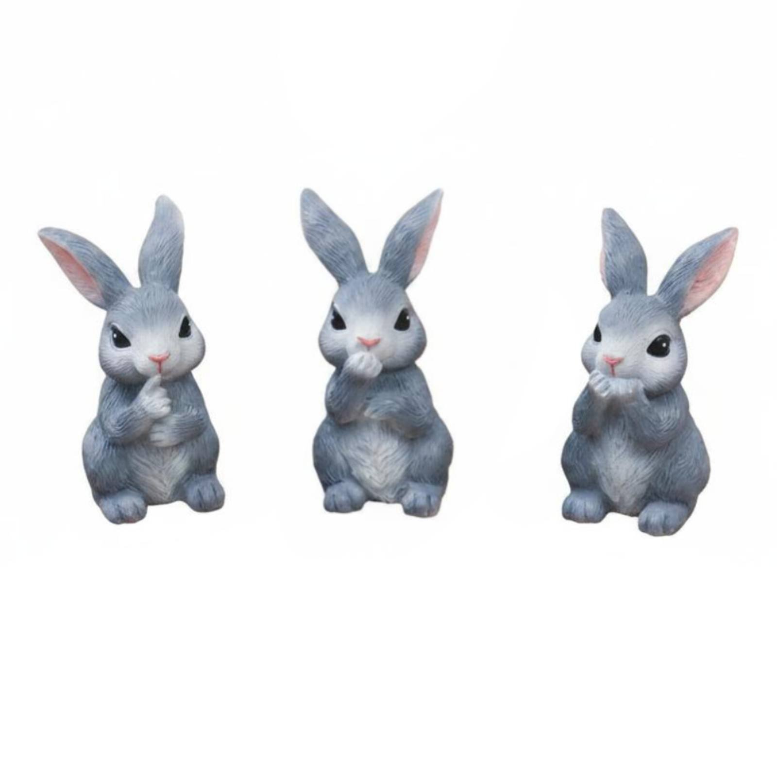3-Piece Resin Bunny Statue Set