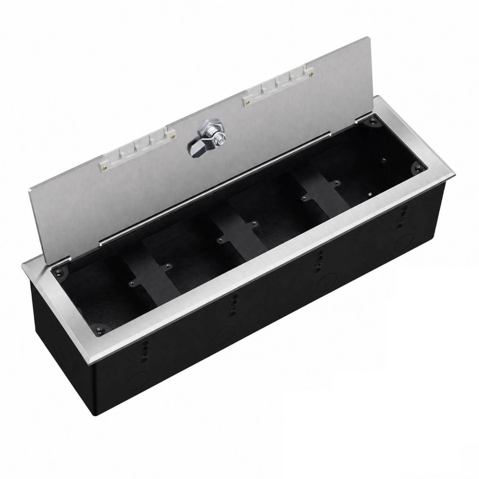 Lockable Recessed Outlet Box – Deep Quad 13x42cm