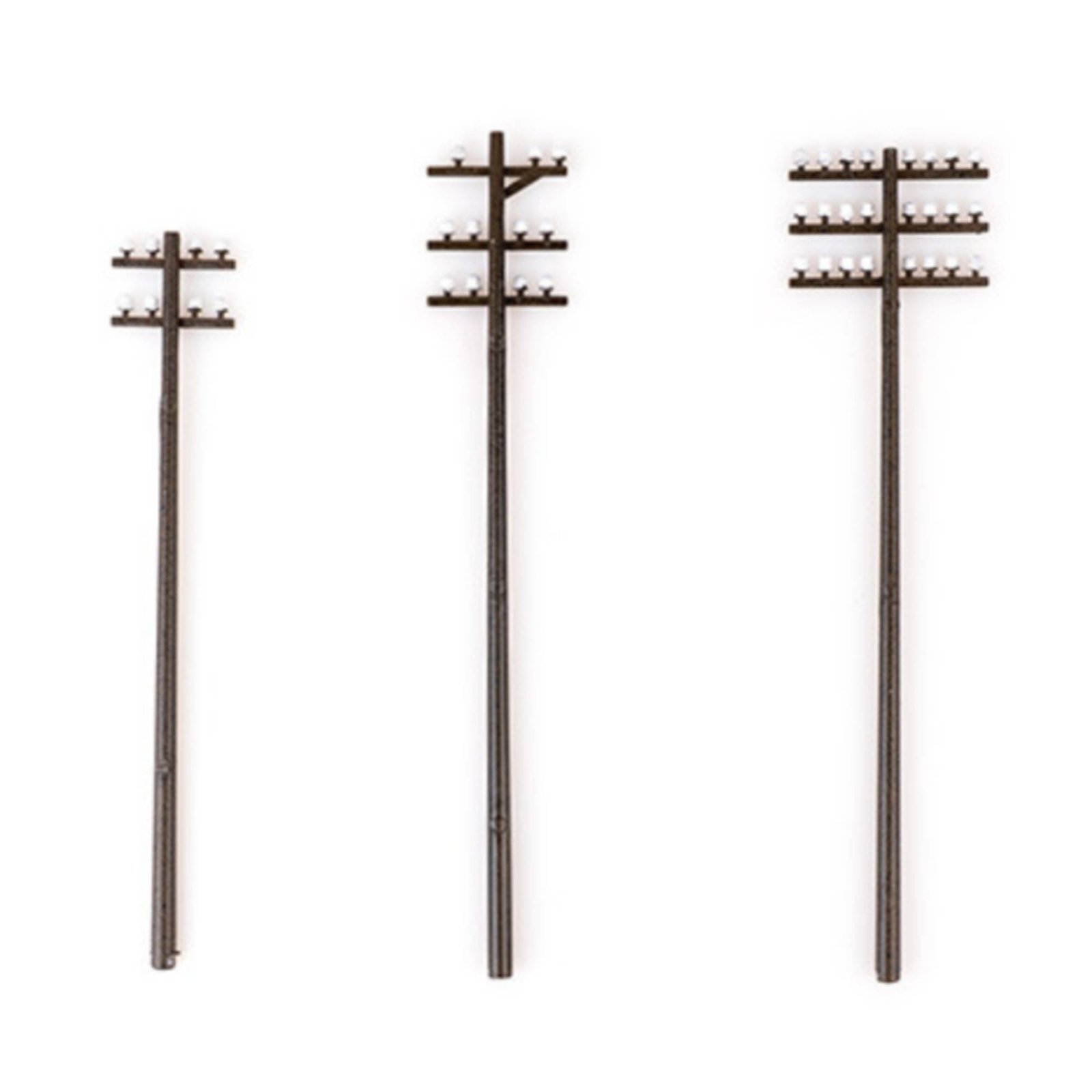 3 Pieces Miniature Utility Pole with Crossarms