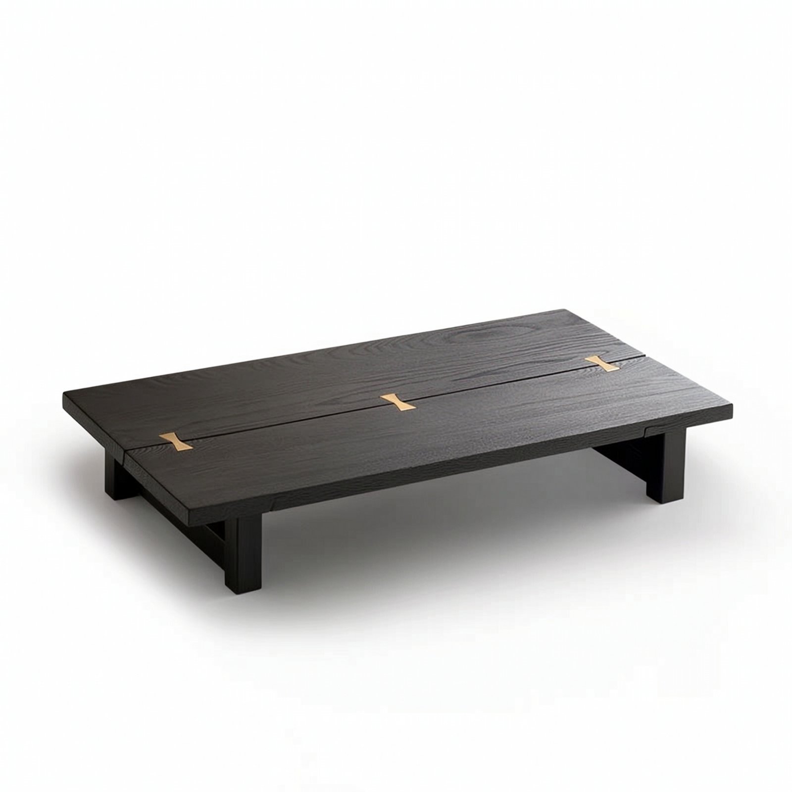 Low Coffee Table with Brass Inlay