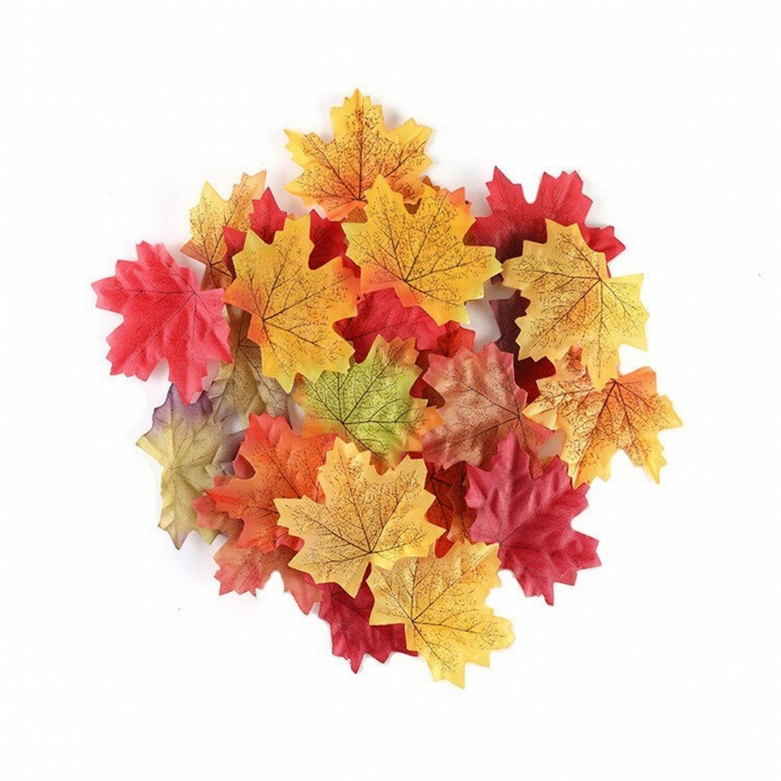 100-Piece Artificial Maple Leaves Printed Vein Detail