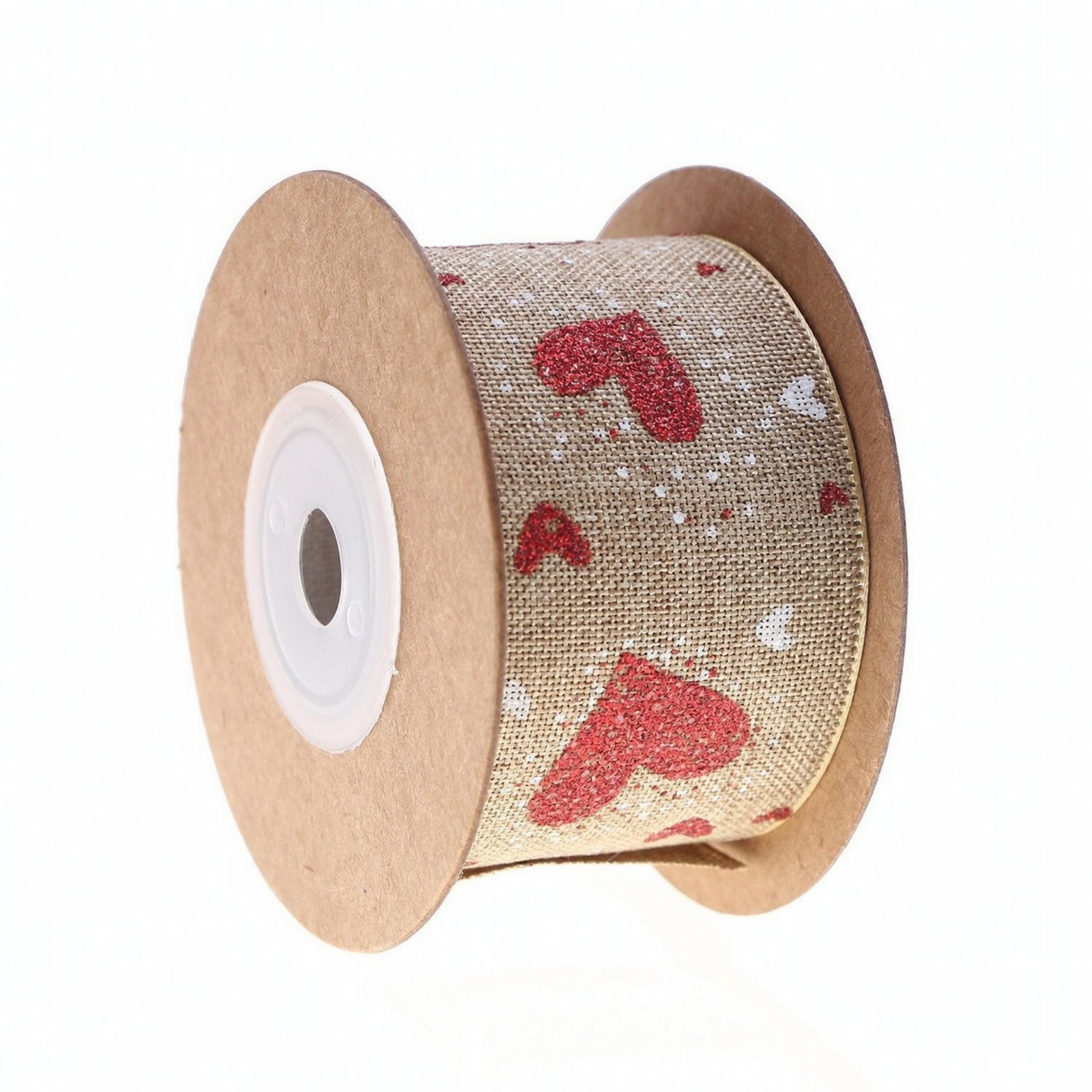 Hearts-Patterned Imitation-Linen Ribbon