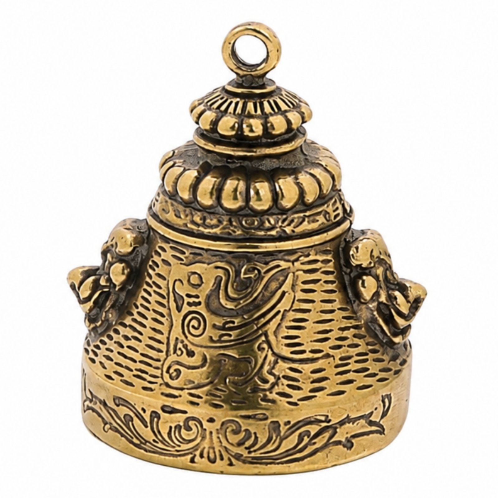 Copper Bell Pendant Aged Brass