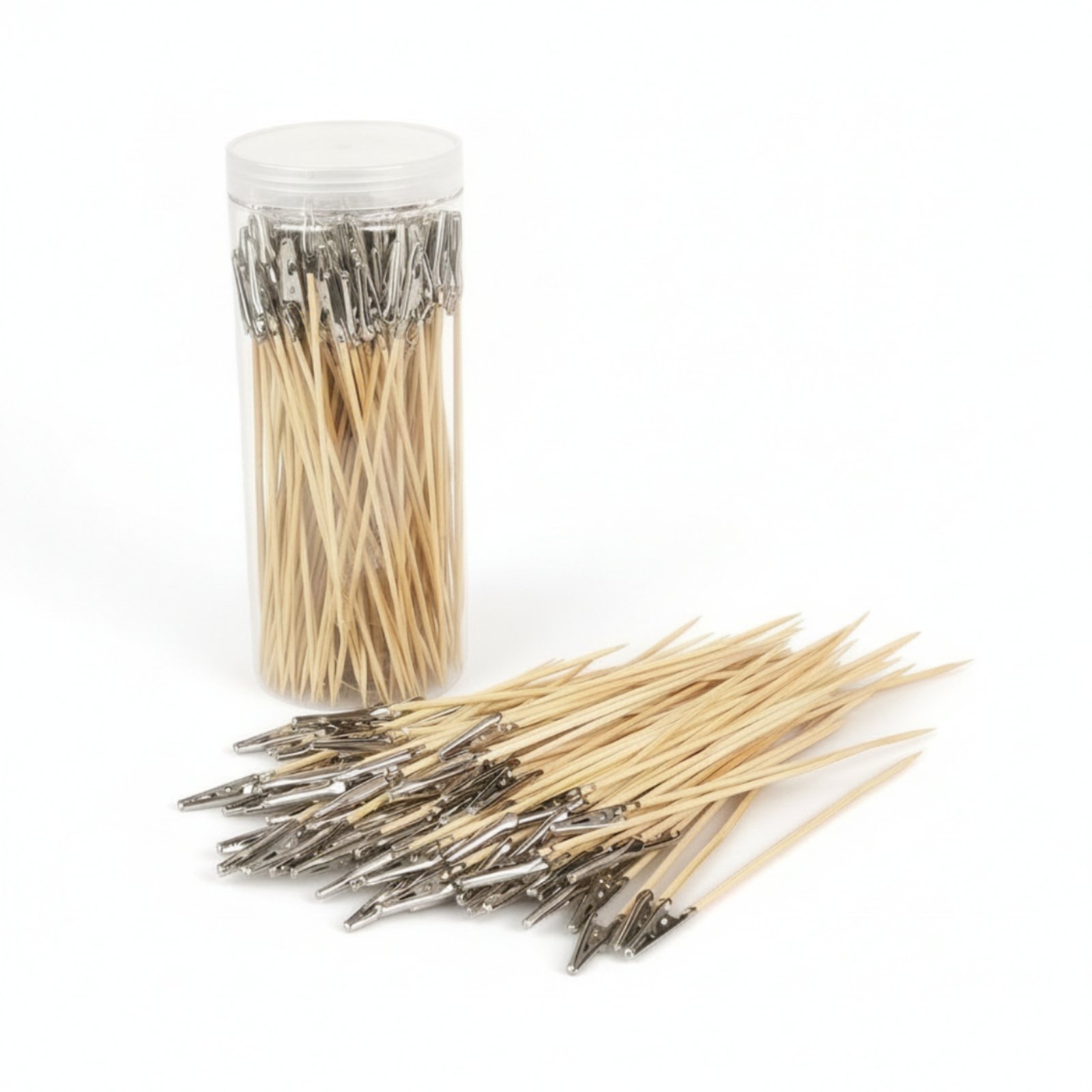 100-Piece Bamboo Handle Spring Clip