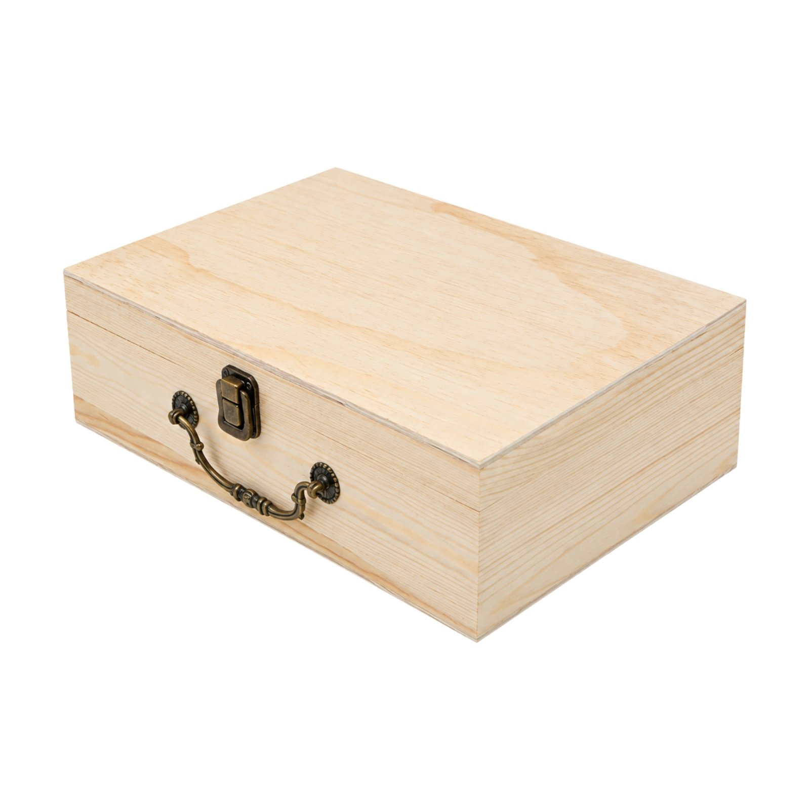 Wood Storage Box with Hinged Lid
