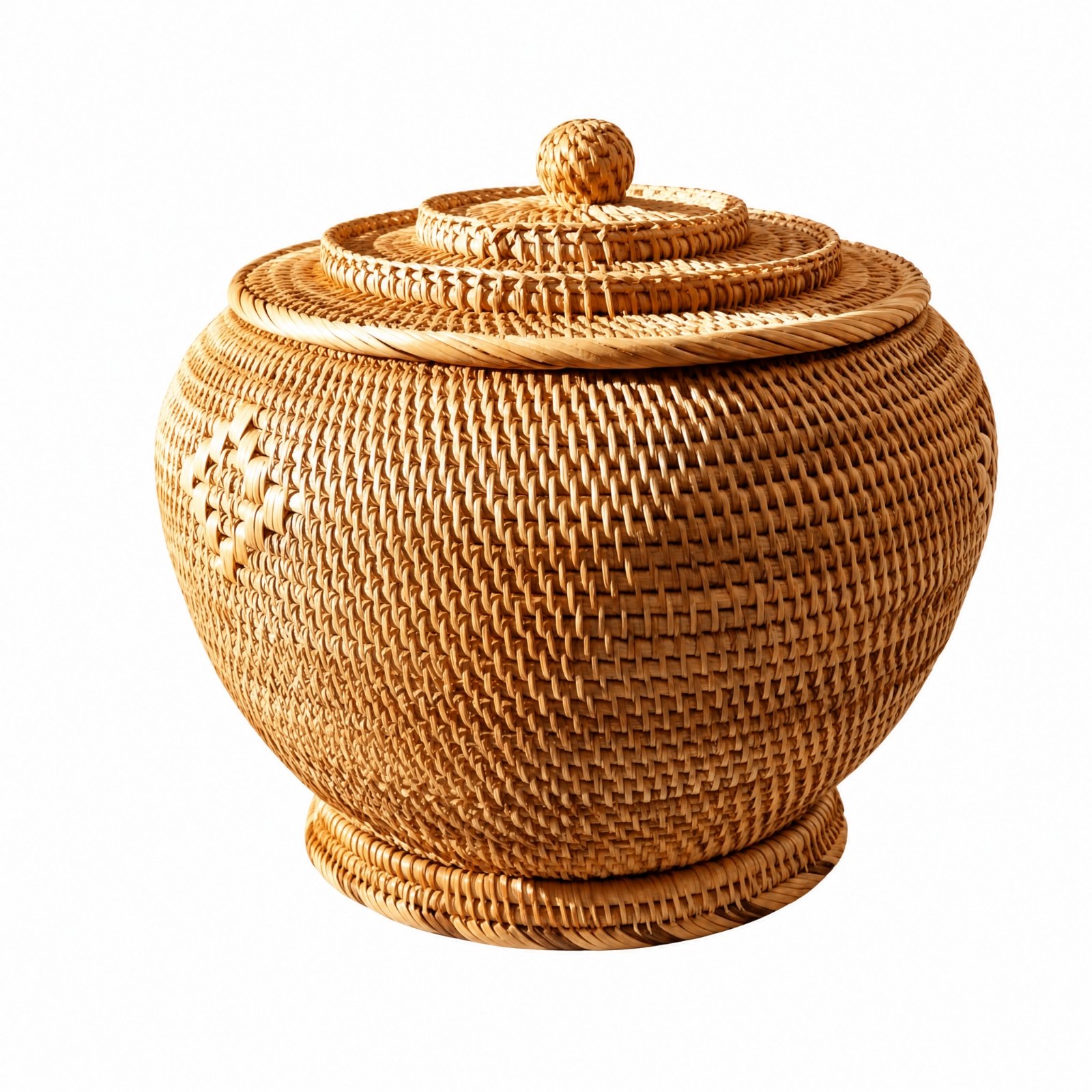 Round Rattan Tea Storage Jar