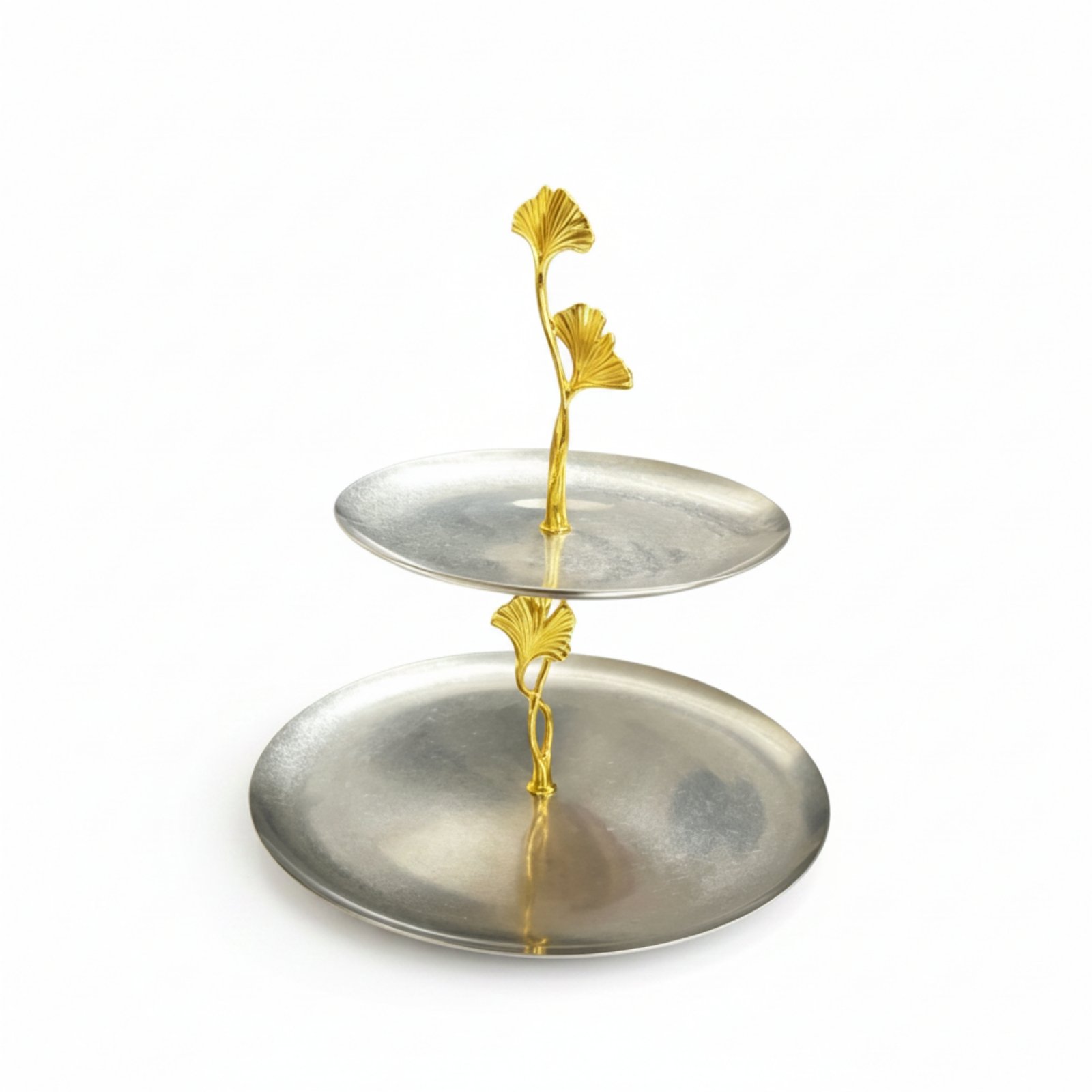 Ginkgo-Leaf Two-Tier Tray Stand