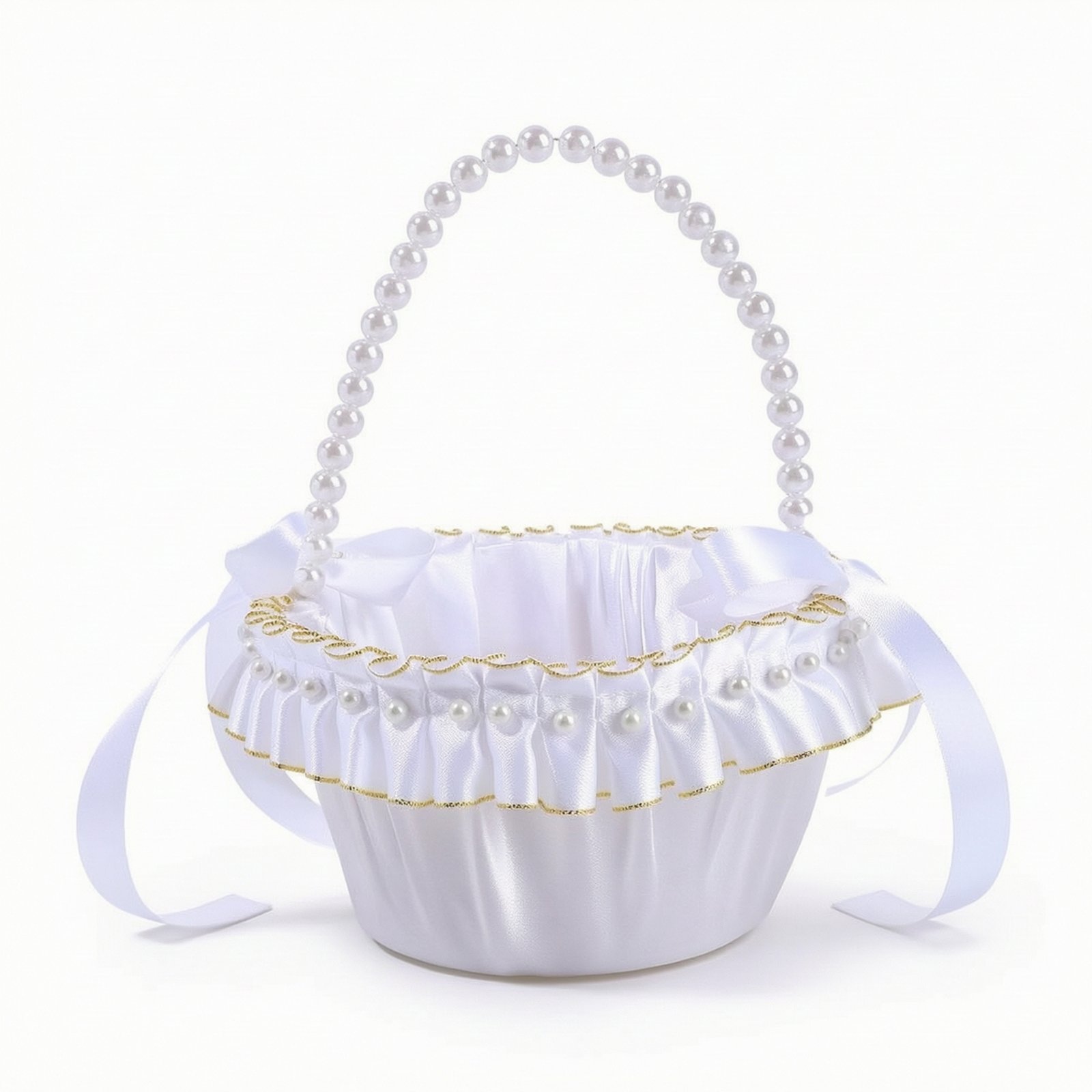 Pearl Handle Flower Girl Basket