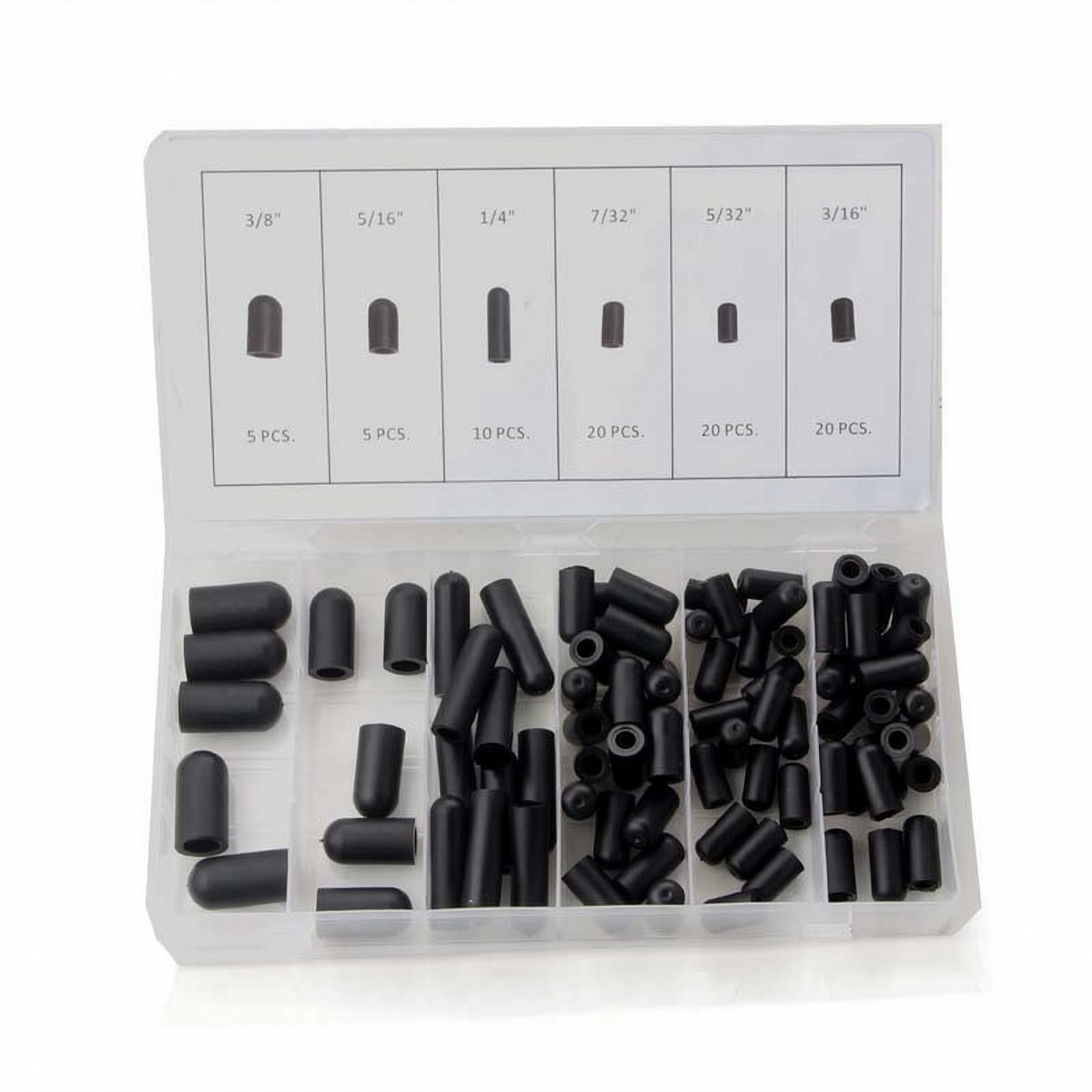 80-Piece Rubber Vacuum Cap Assortment