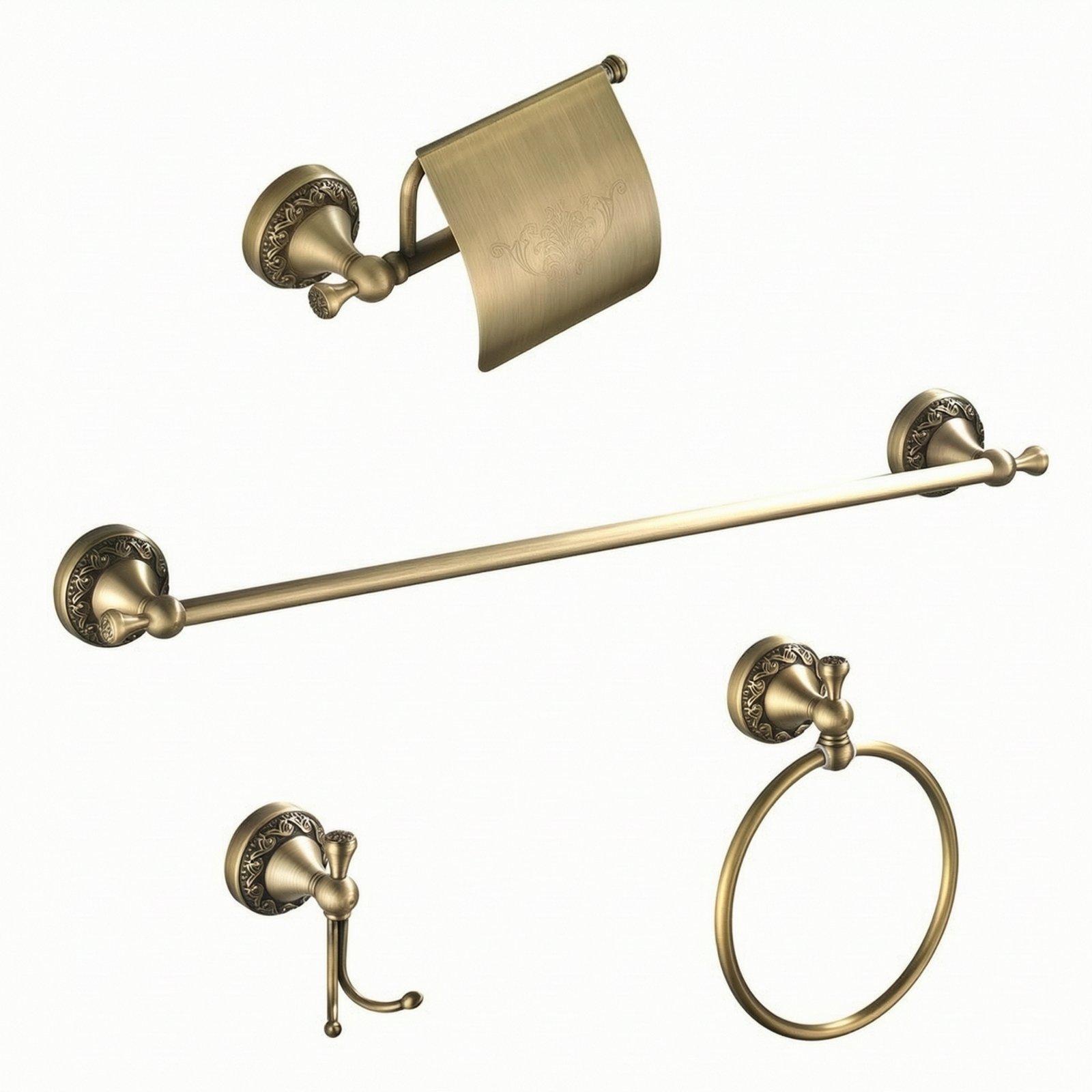 4-Piece Antique Bronze Lavatory Hardware Set