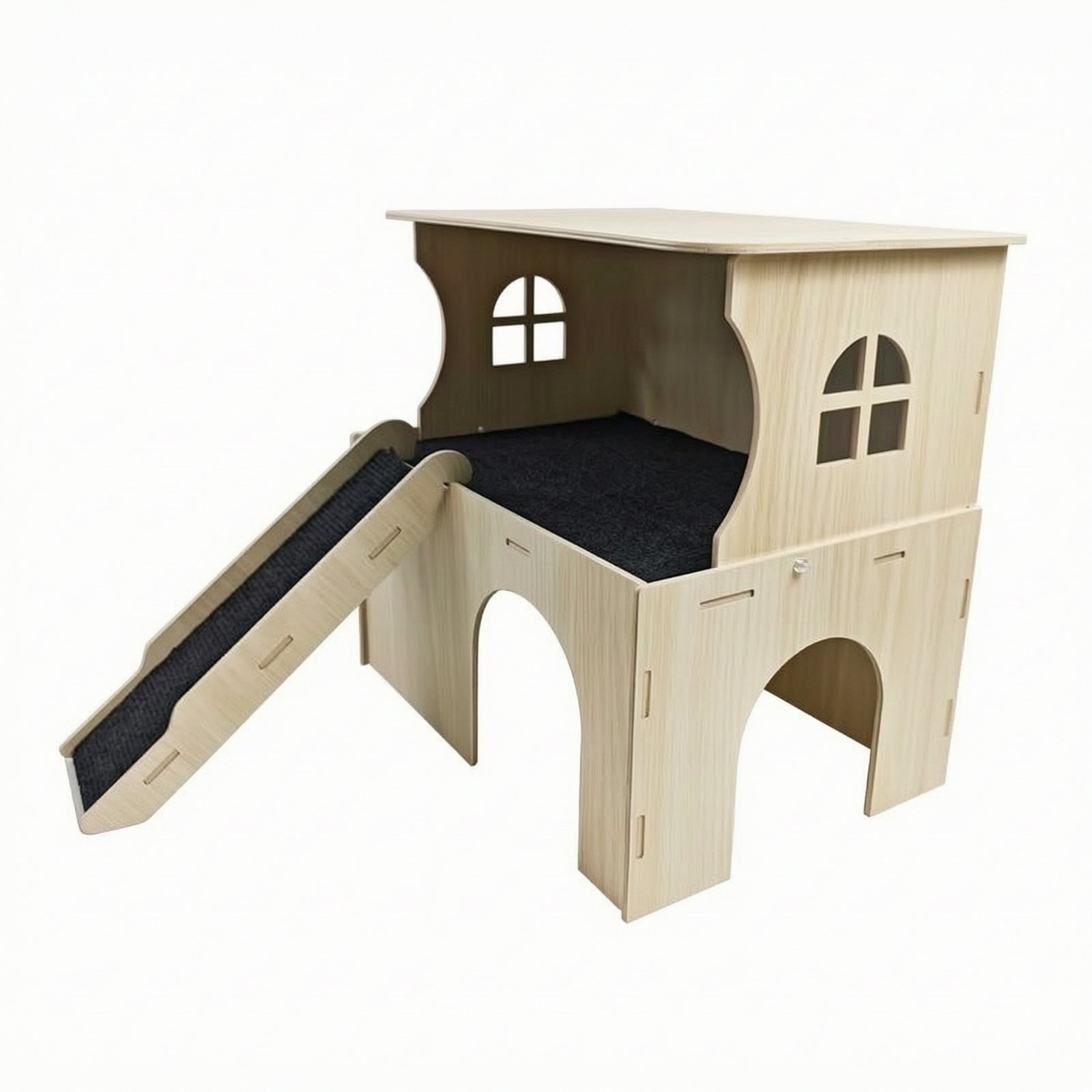 Solid Wood Guinea Pig Castle with Ramp