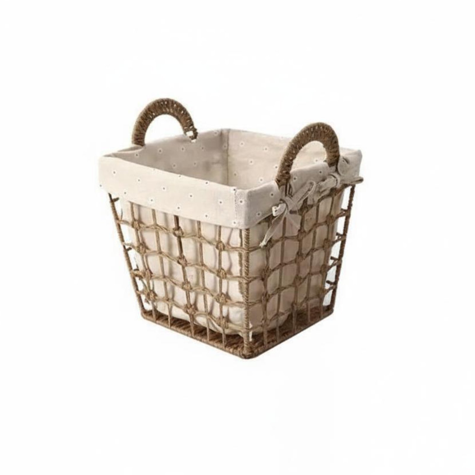 Lidded Faux-Rattan Laundry Hamper