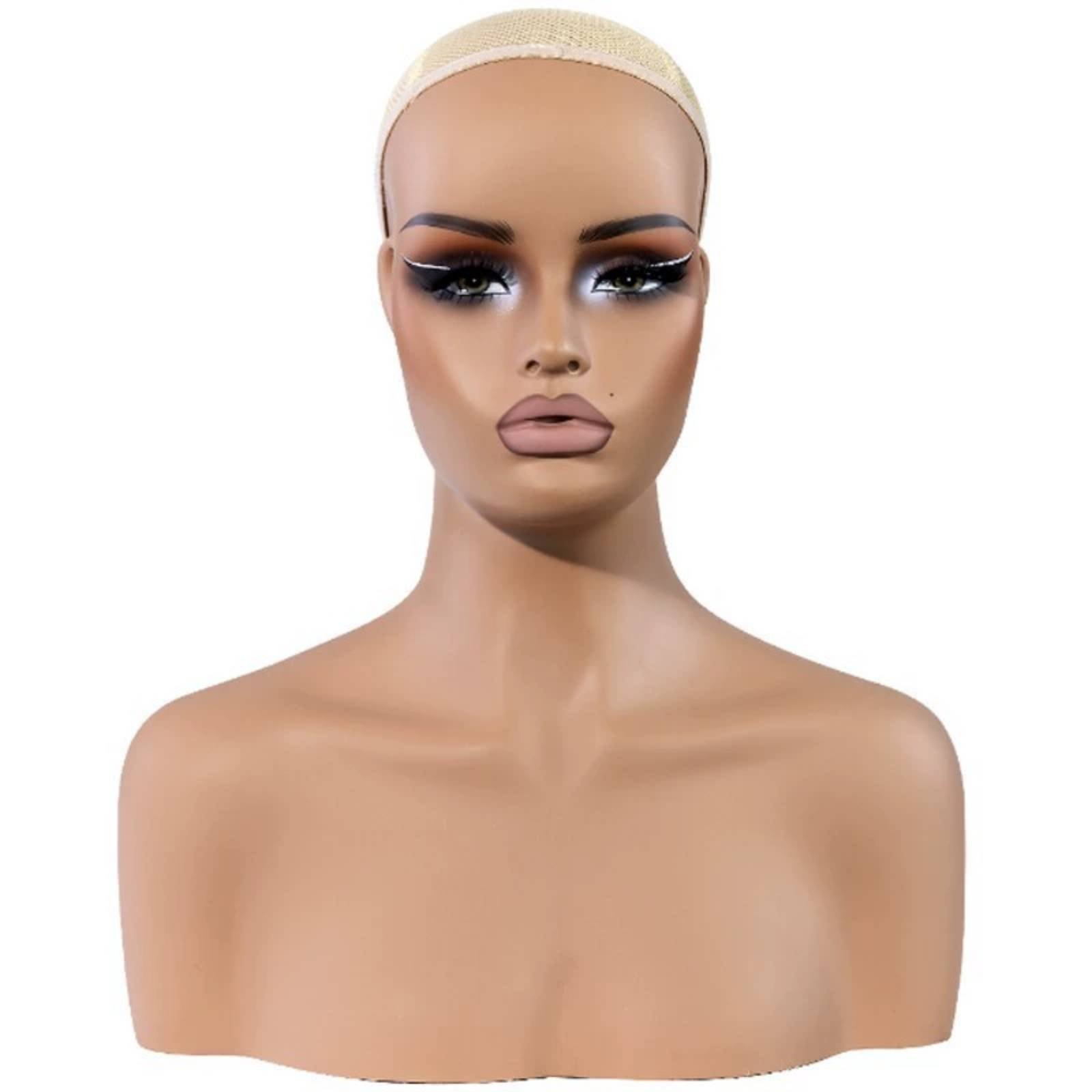 Mannequin Head with Shoulders – Dark Skin Tone