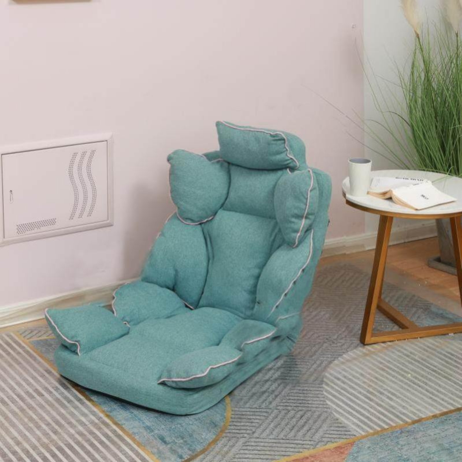 Adjustable Floor Lounger – Blue, Cotton Linen Armless