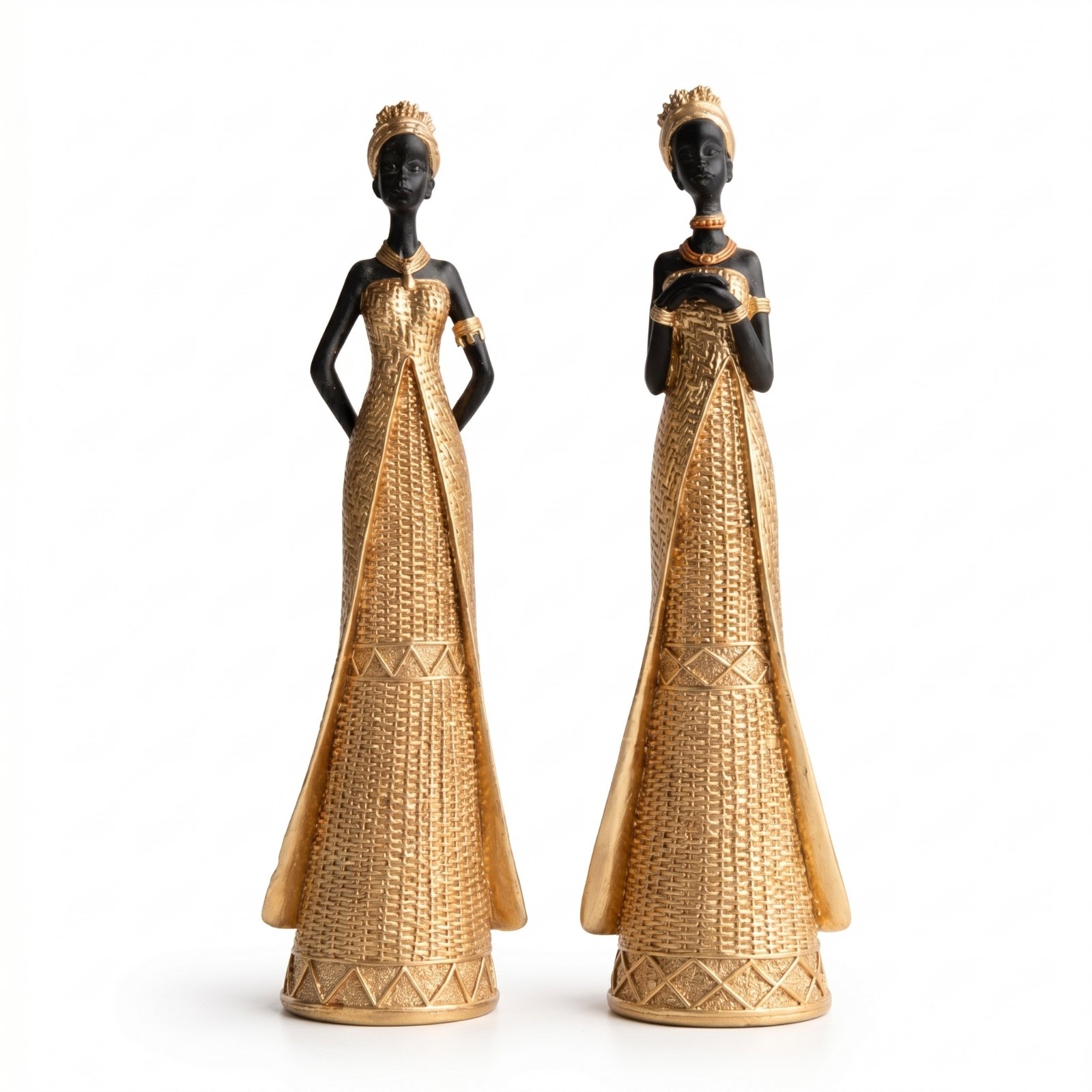 2-Piece Black and Gold Resin Statues