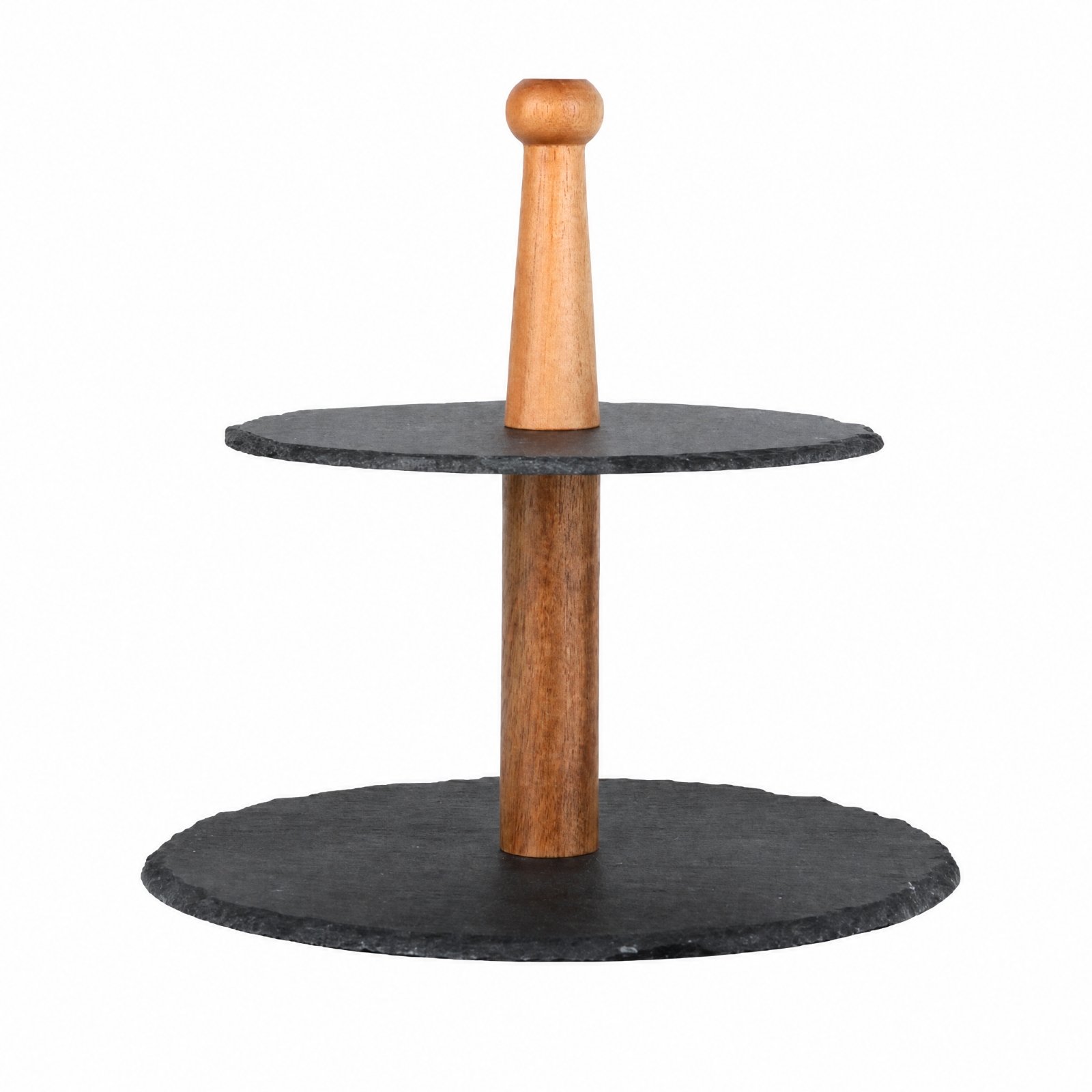 Round Serving Stand with Wooden Handle