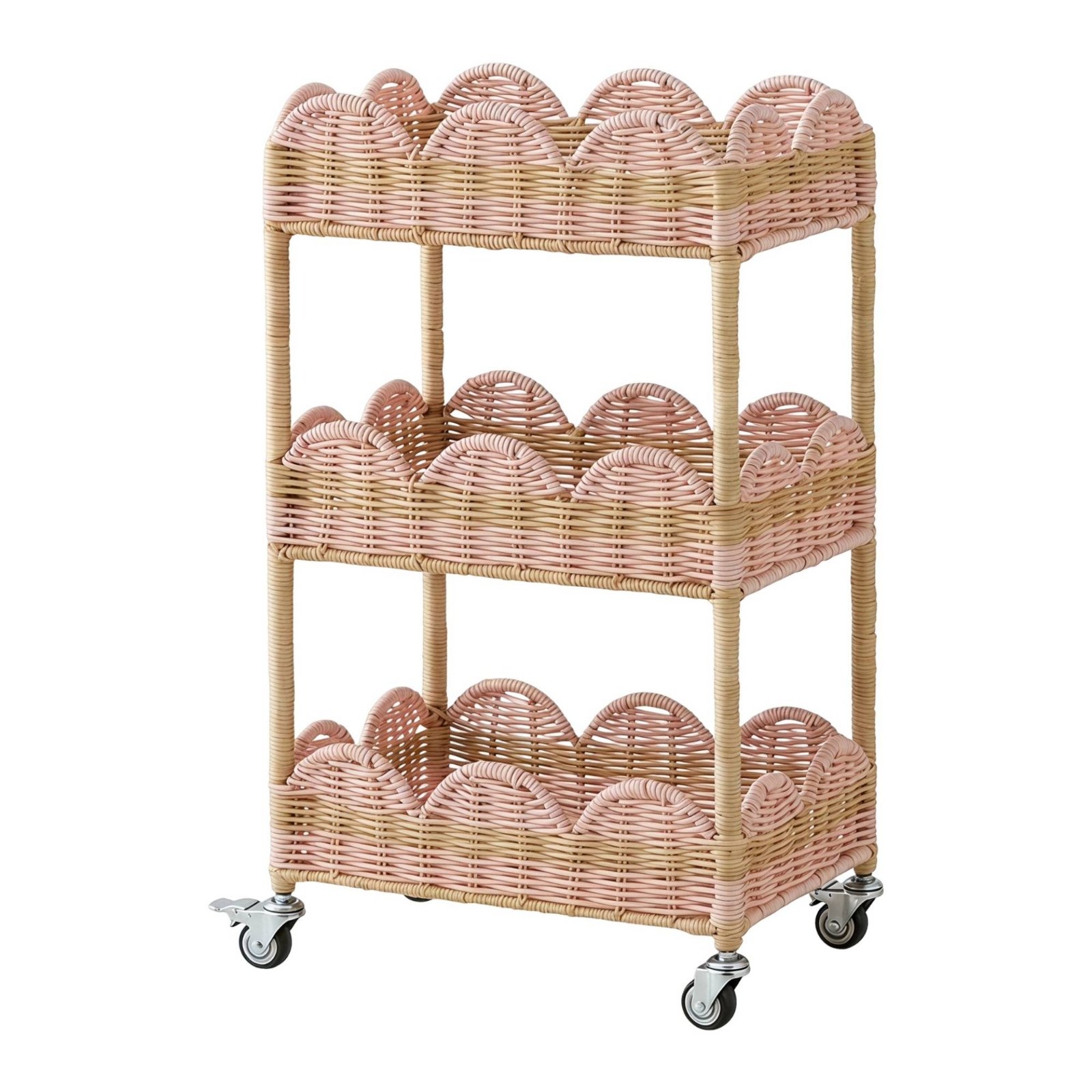 Storage Organizer with Caster Wheels Woven Shelf-Edge