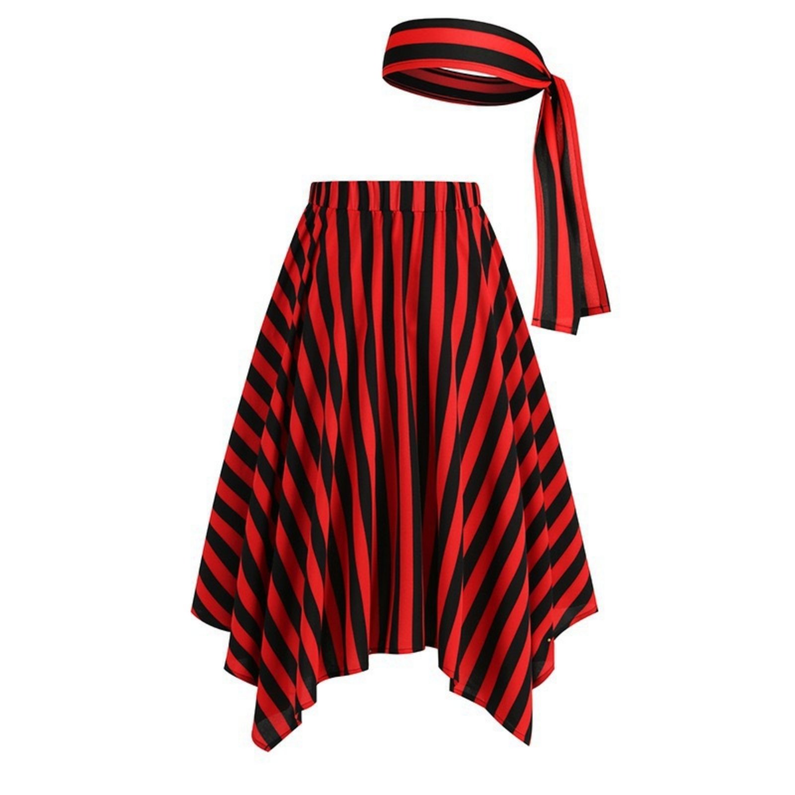 Striped Handkerchief Skirt with Headband