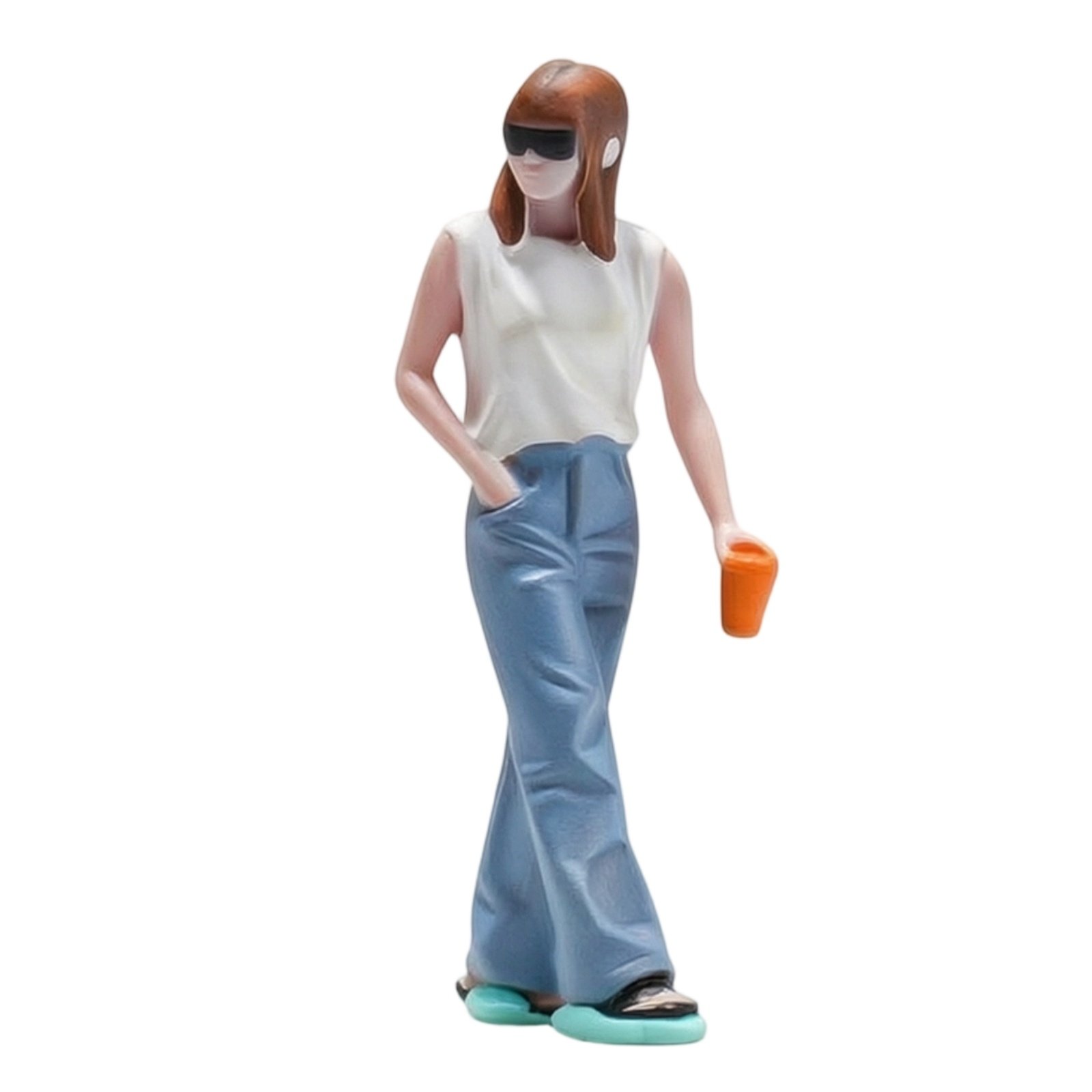 1/64 Scale Girl Figurine with Drink Cup