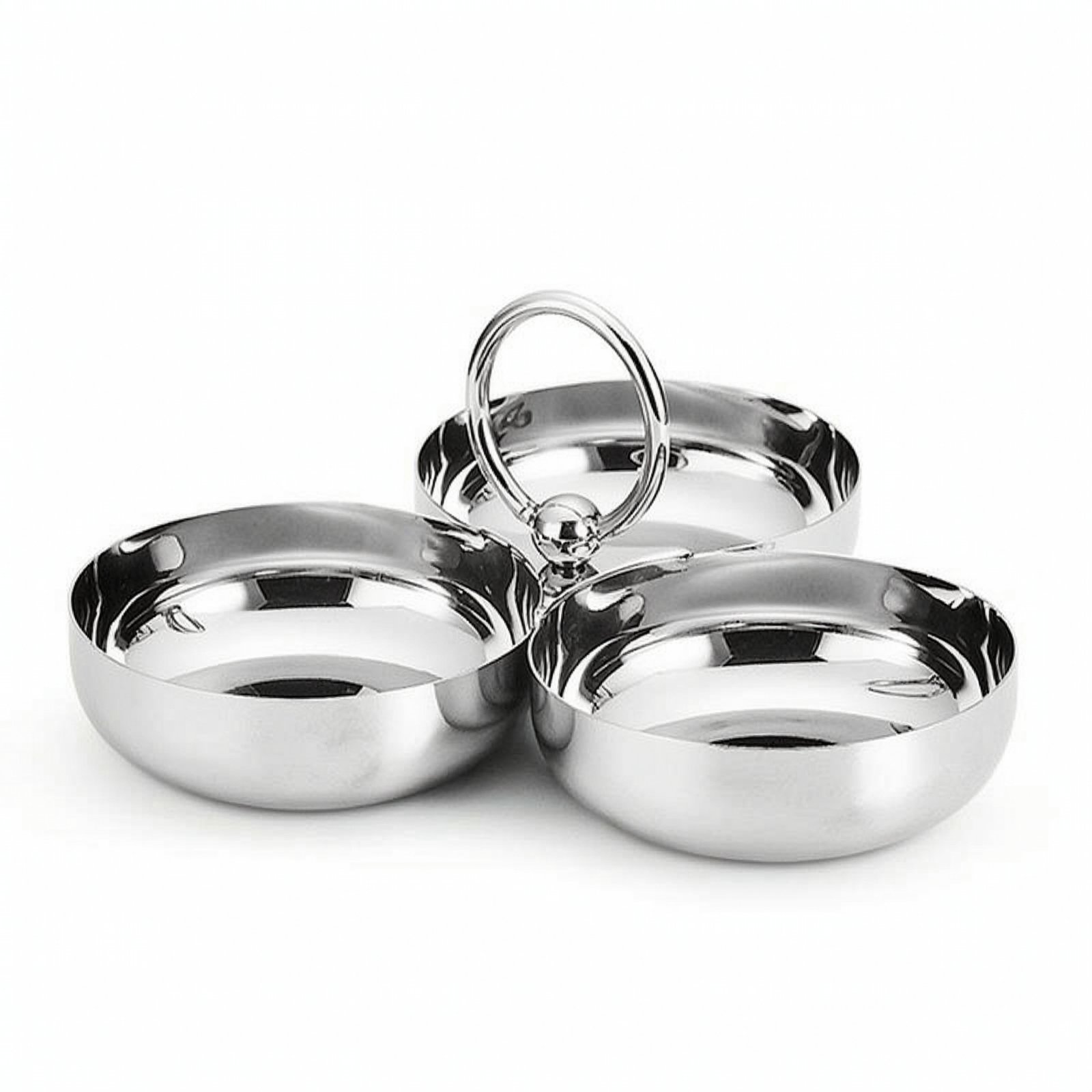 Three Compartment Snack Bowl with Handle