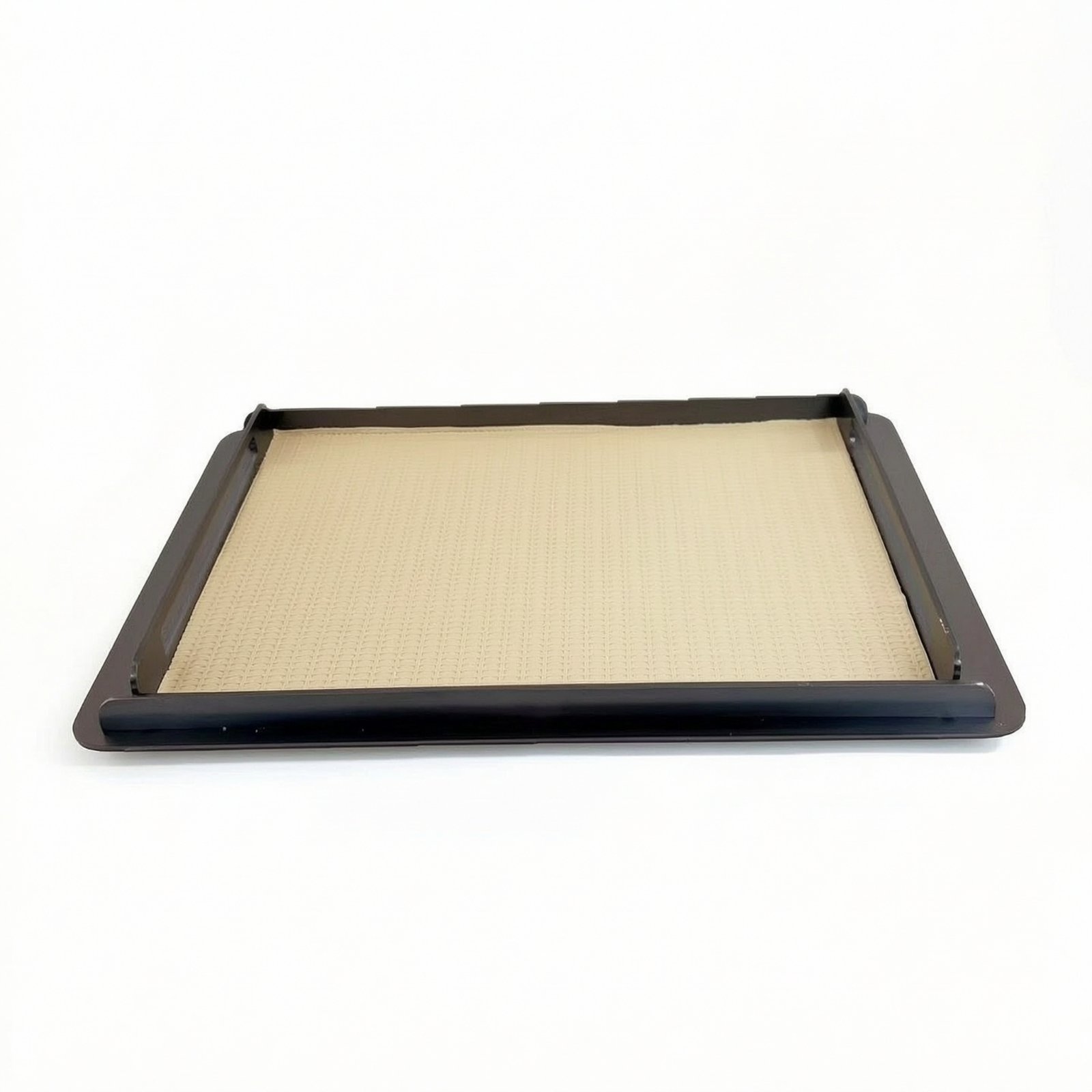 Stainless Steel Serving Tray with Handles – Beige, 33x23x2.5cm