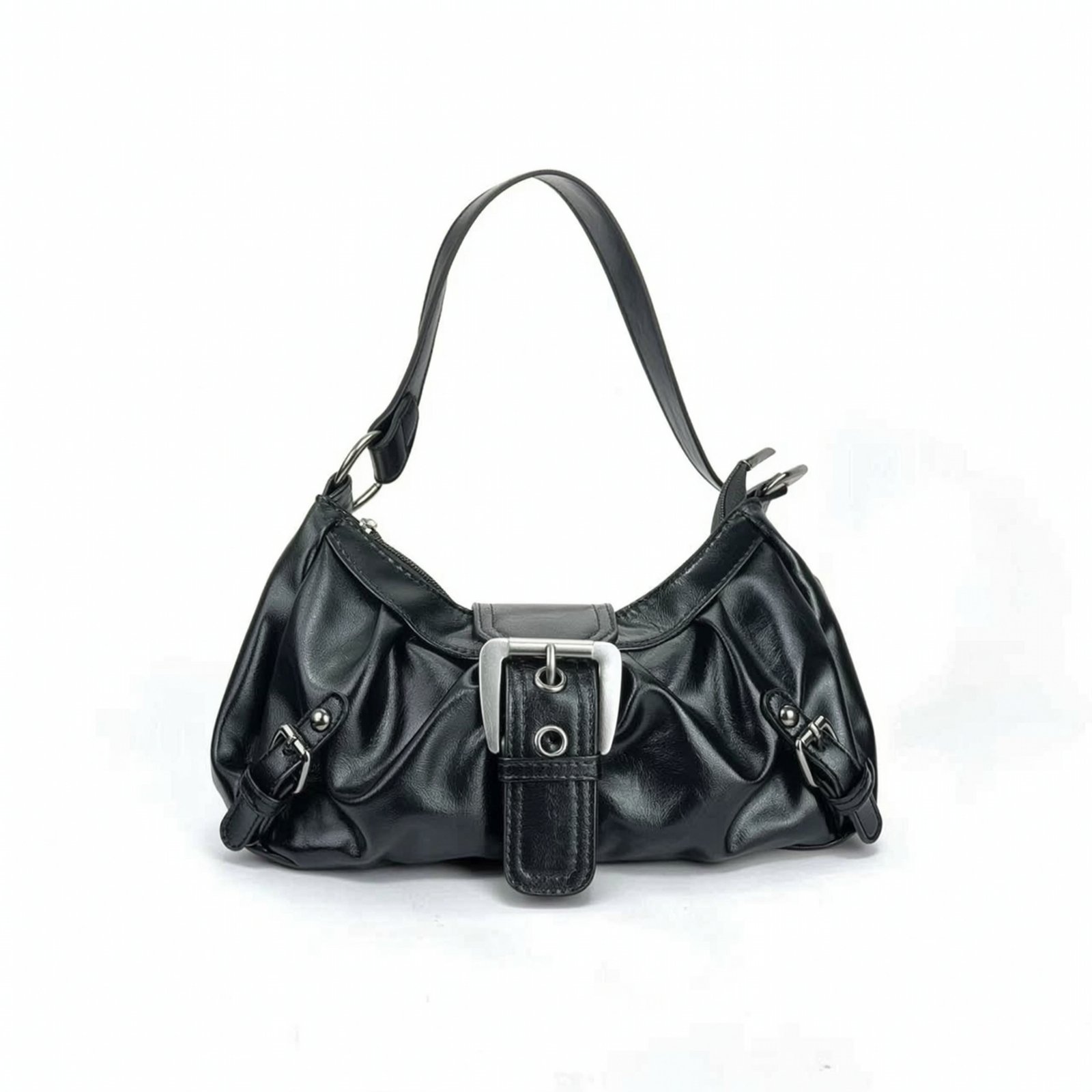 Slouchy Shoulder Bag with Buckle Strap