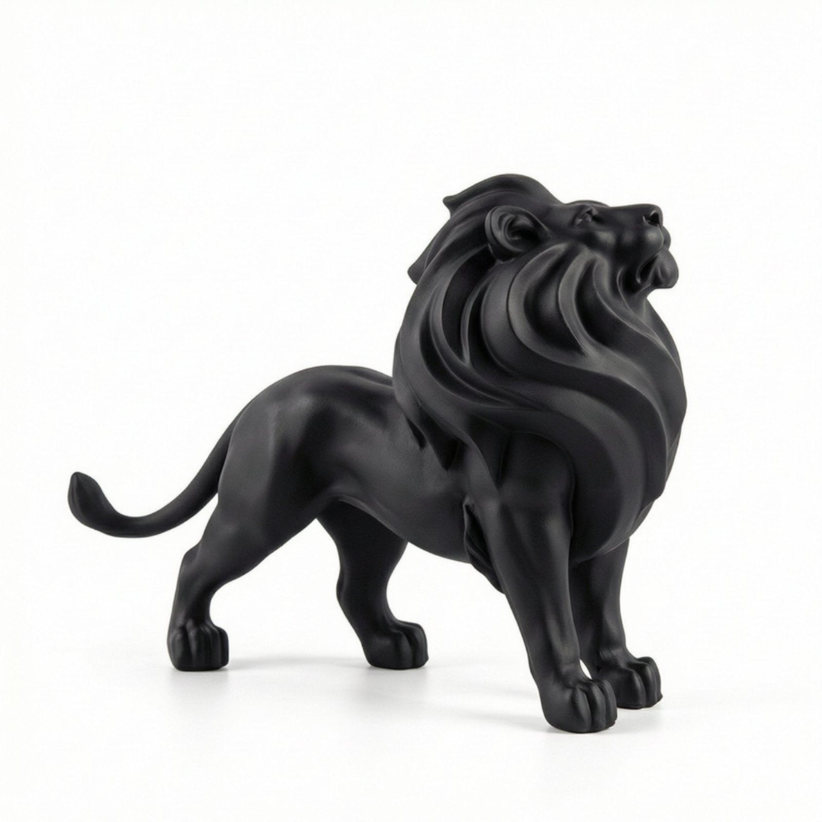 Geometric Lion Sculpture Matte Black