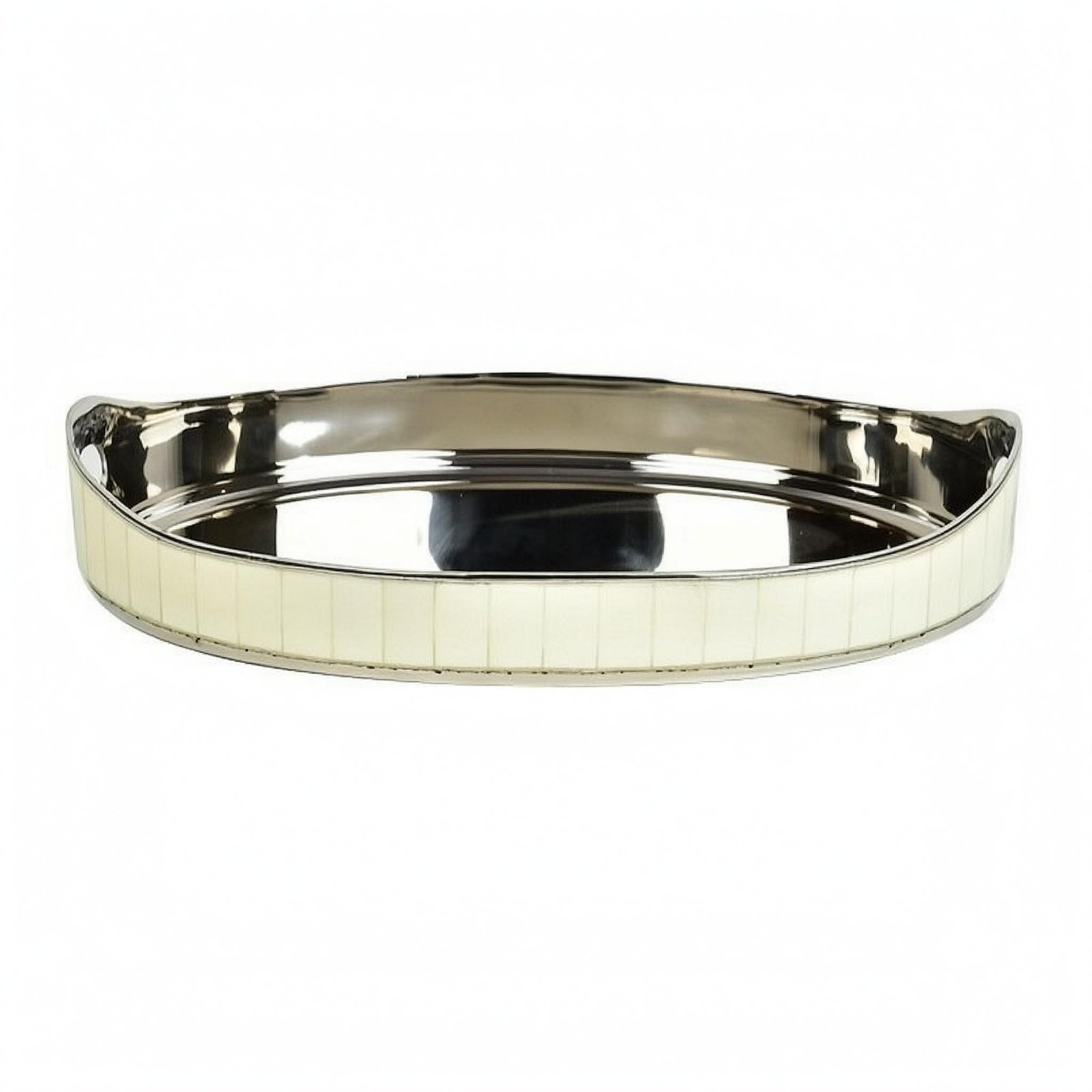 Oval Serving Tray – Off-white Silver