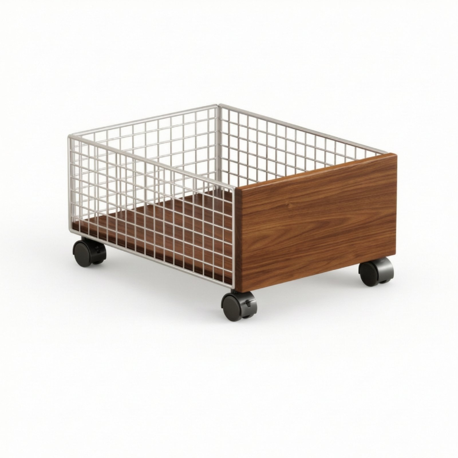 Wire-Grid Laundry Basket with Wheels
