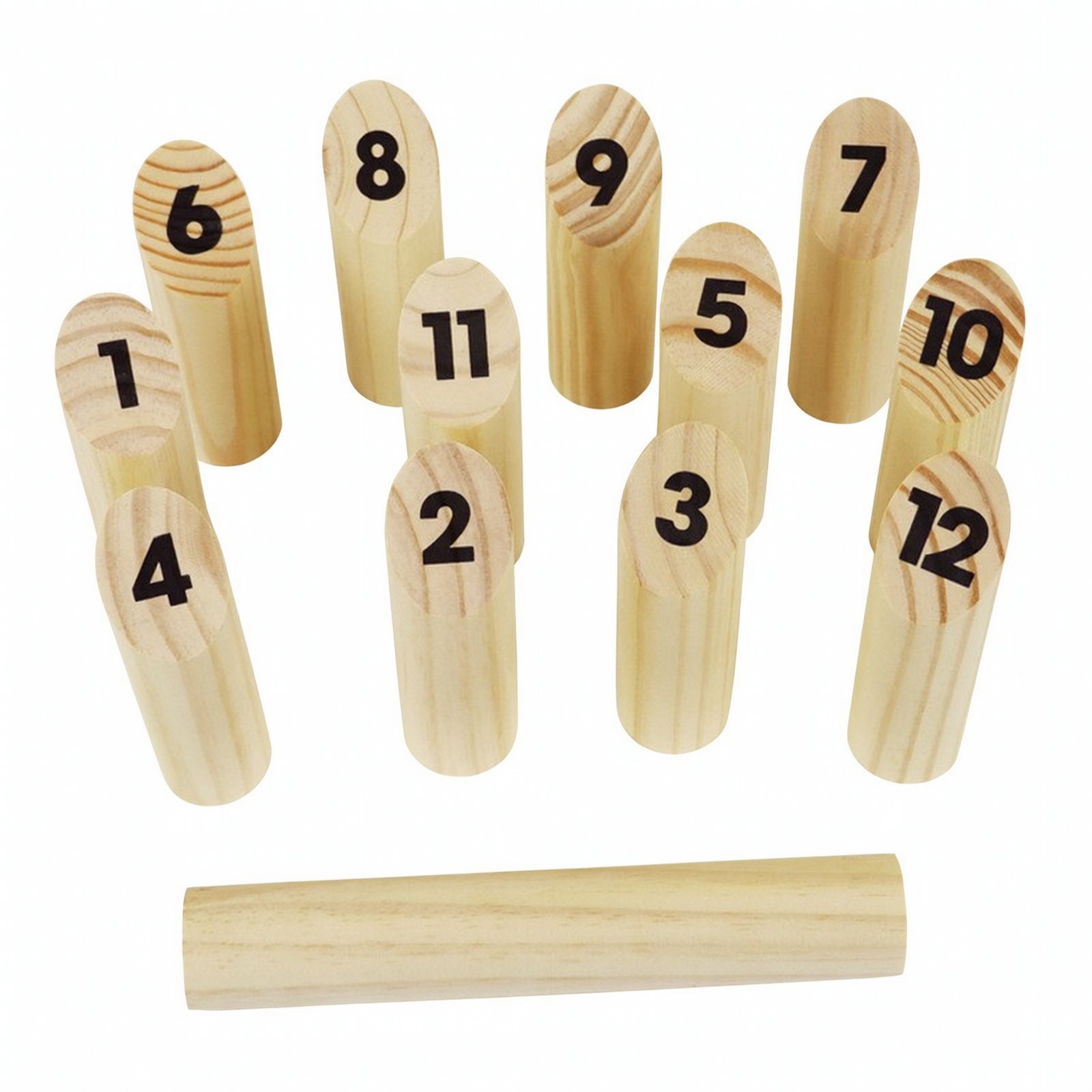 12-Piece Wooden Skittle Pin Set