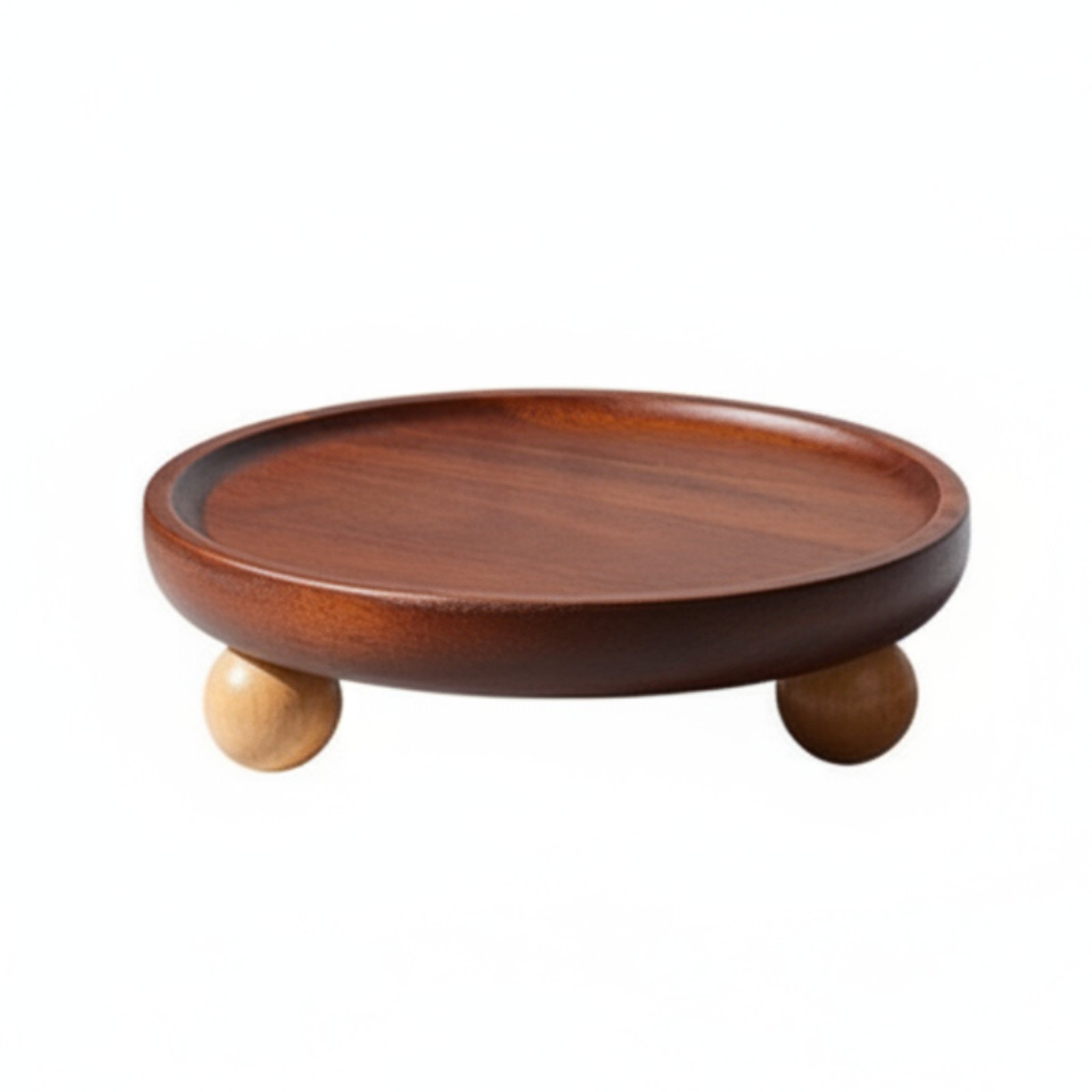 Round Wooden Tray with Feet