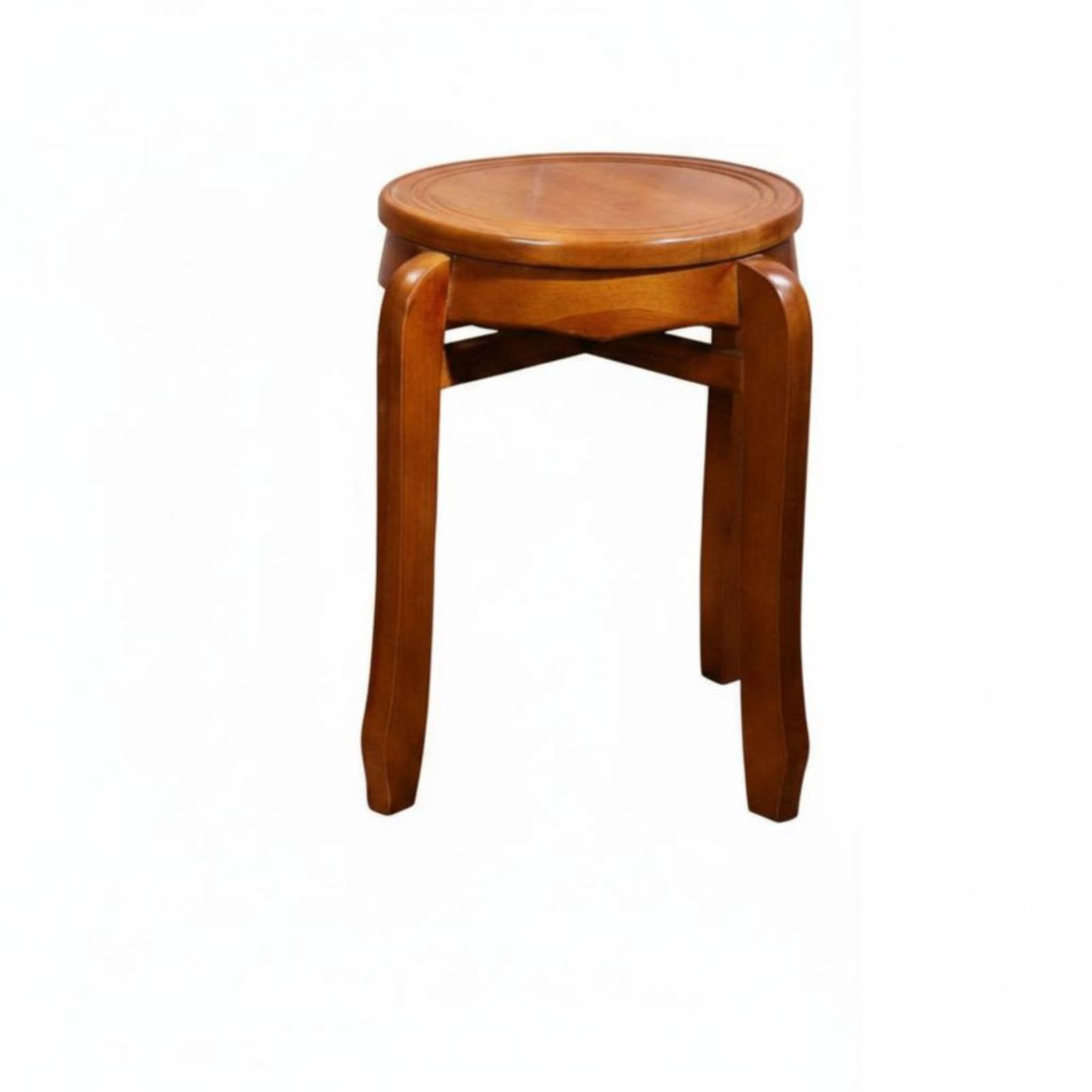 Stackable Round Stool – Double-gear Teak, 32*32*45cm
