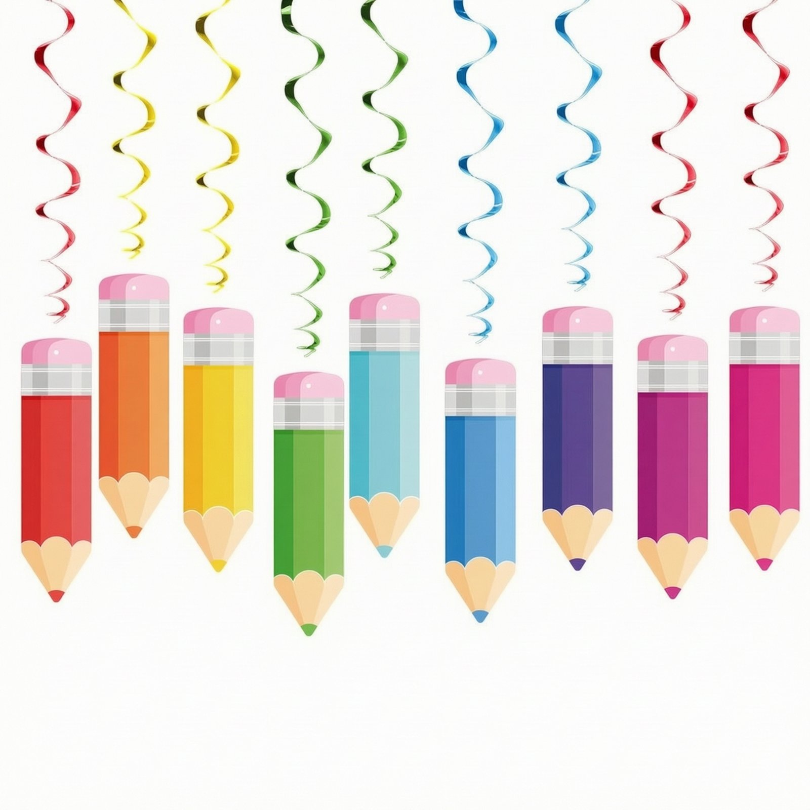 18-Piece Pencil-Themed Hanging Decorations