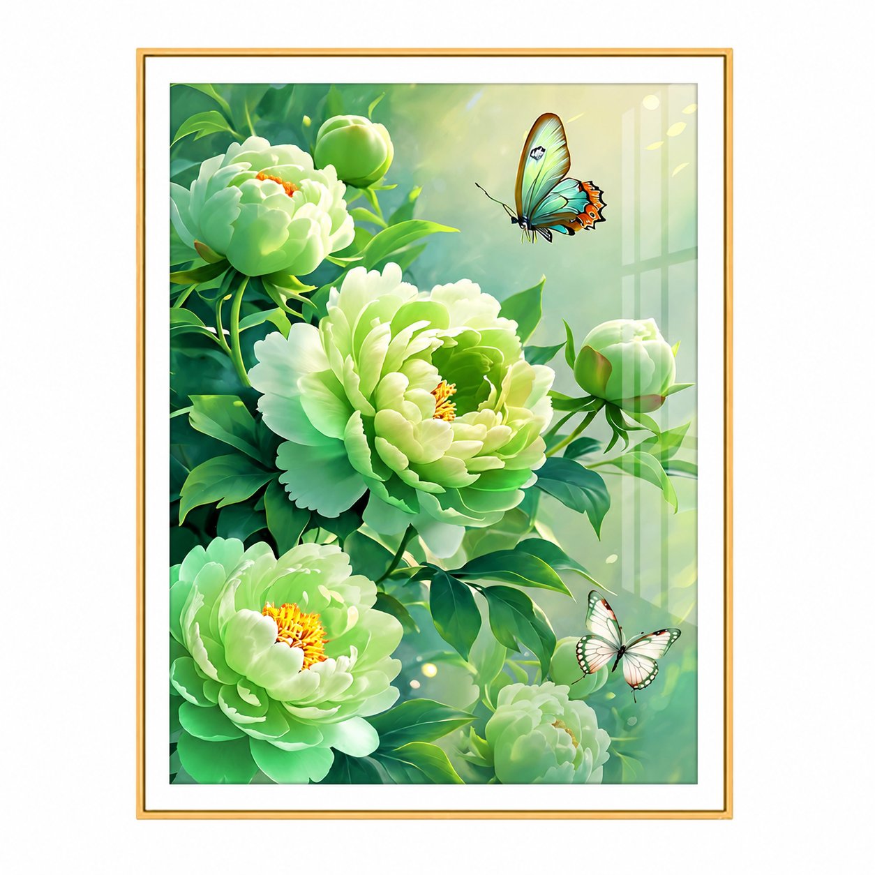 Green Peony Cross Stitch Kit