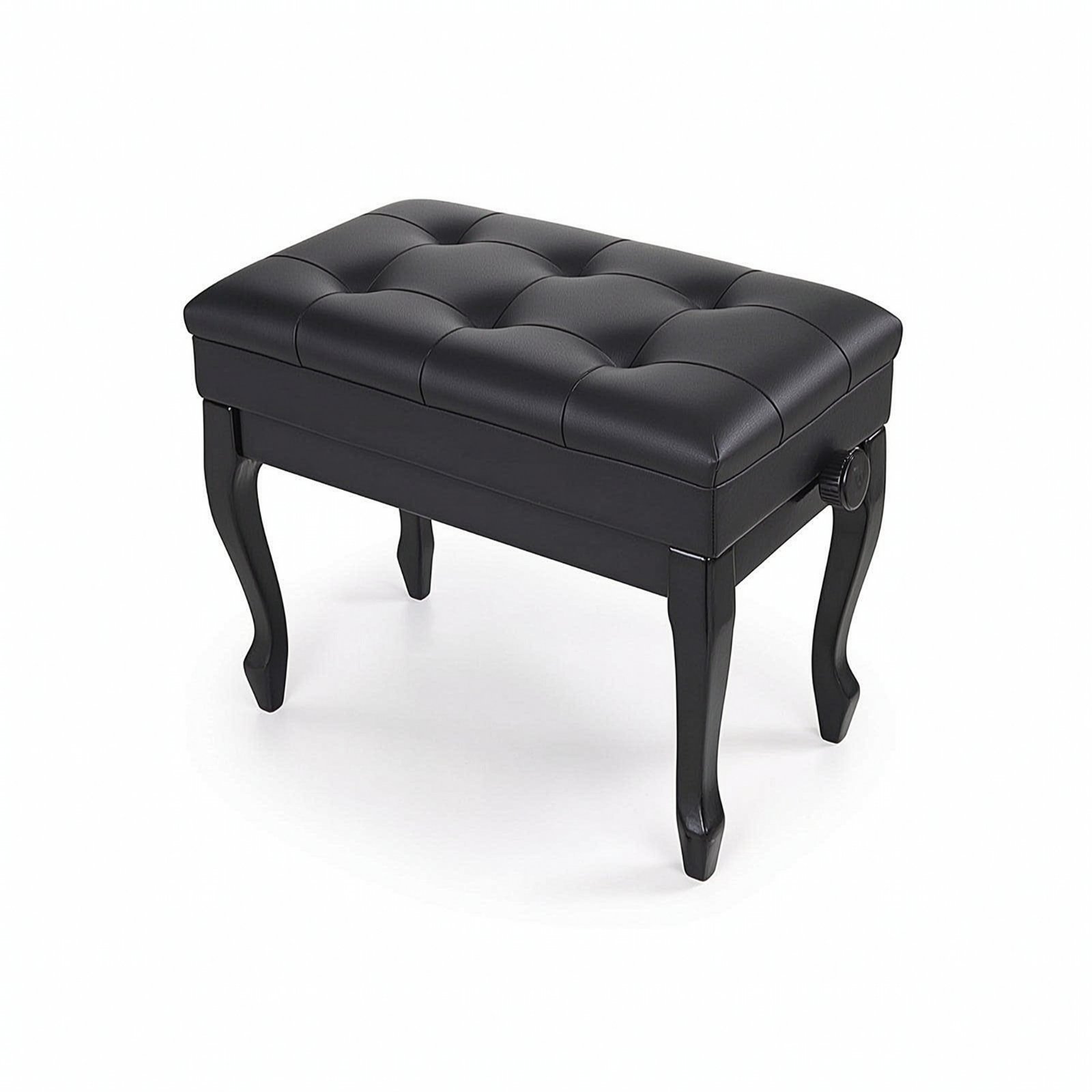 Piano Bench with Storage – Black Adj Curved Leg