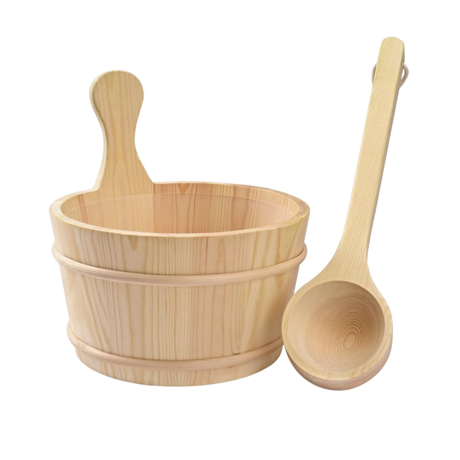 Wood Sauna Bucket and Ladle Set