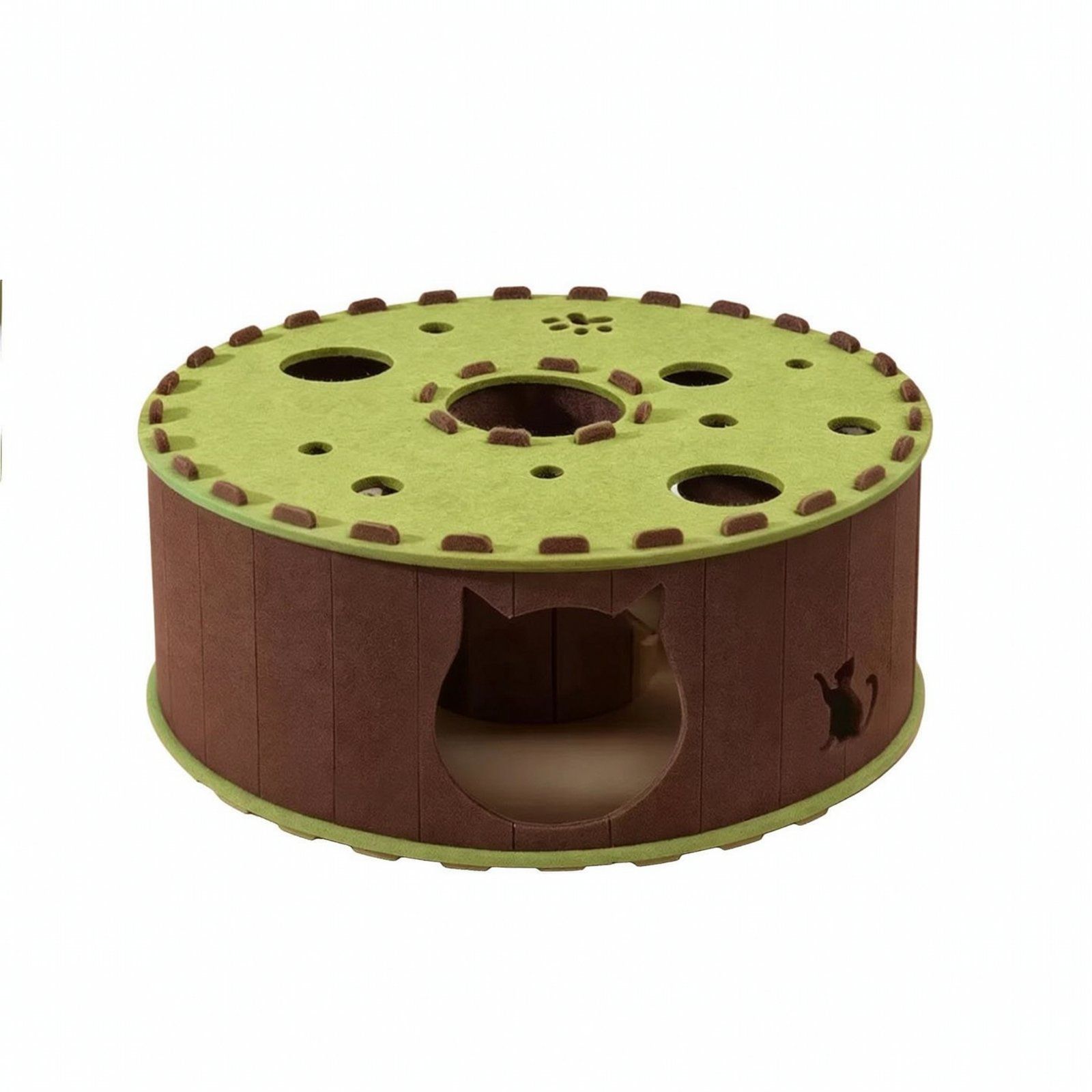 Cat Tunnel Bed – Green Brown, Size S