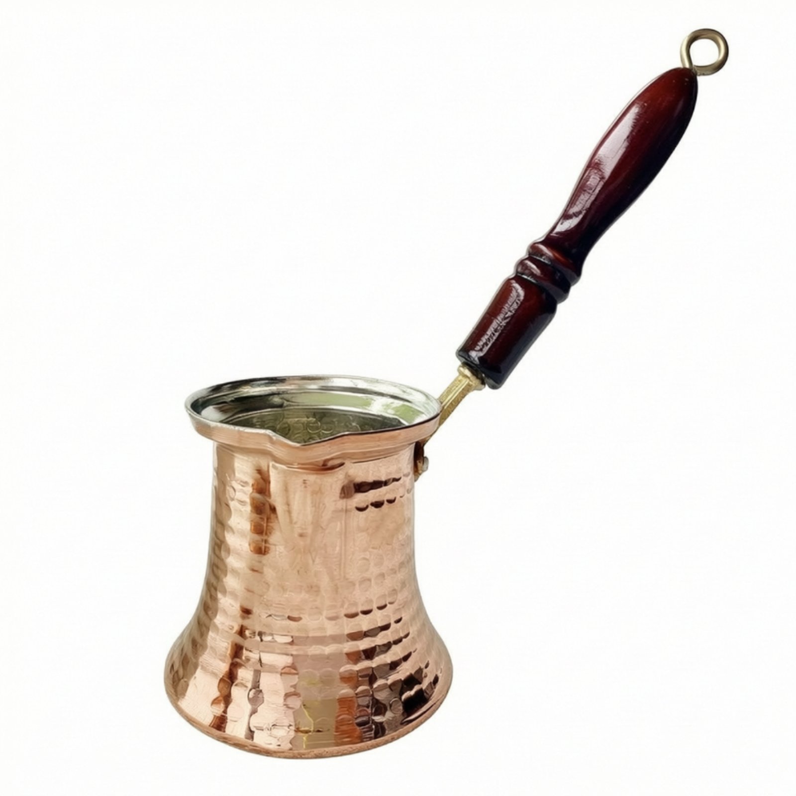 Hammered Copper Coffee Pot – No 2, Wood Handle