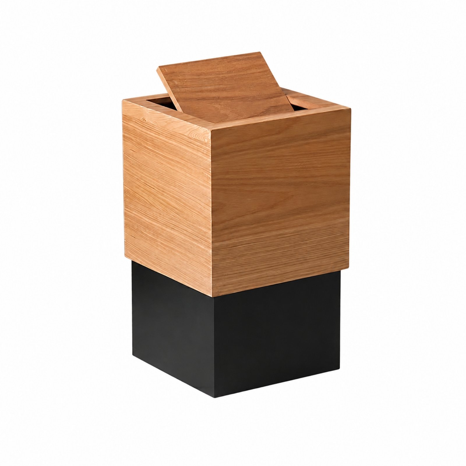 Wooden Wastebasket with Lid