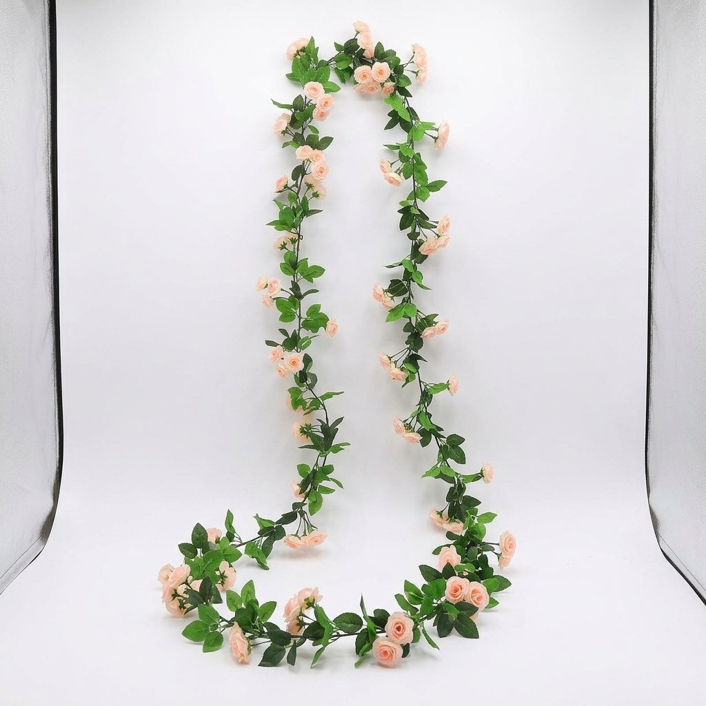Set of 6 Artificial Rose Flower Vine Garland