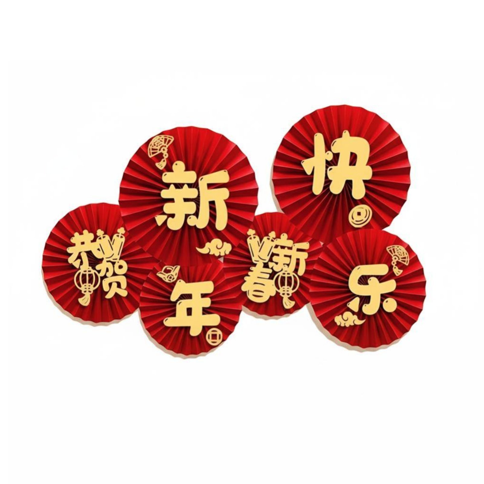 Set of 6 New Year Paper Fan Flowers