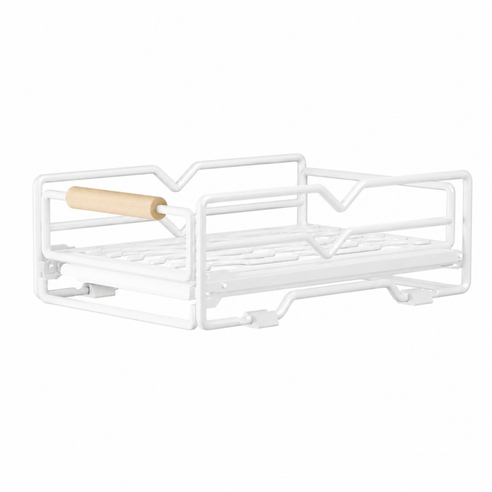 Single-Tier Dish Rack with Wooden Handle