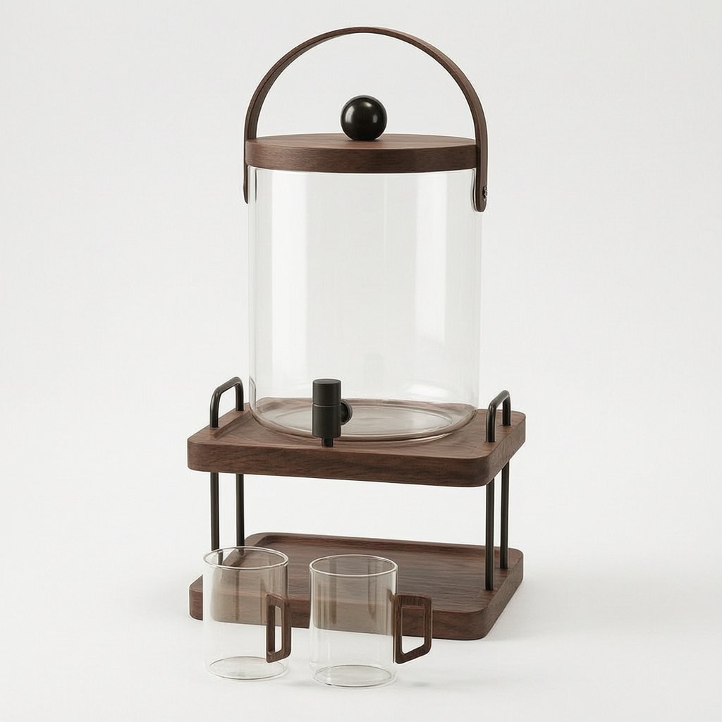 Glass Water Pitcher with Faucet