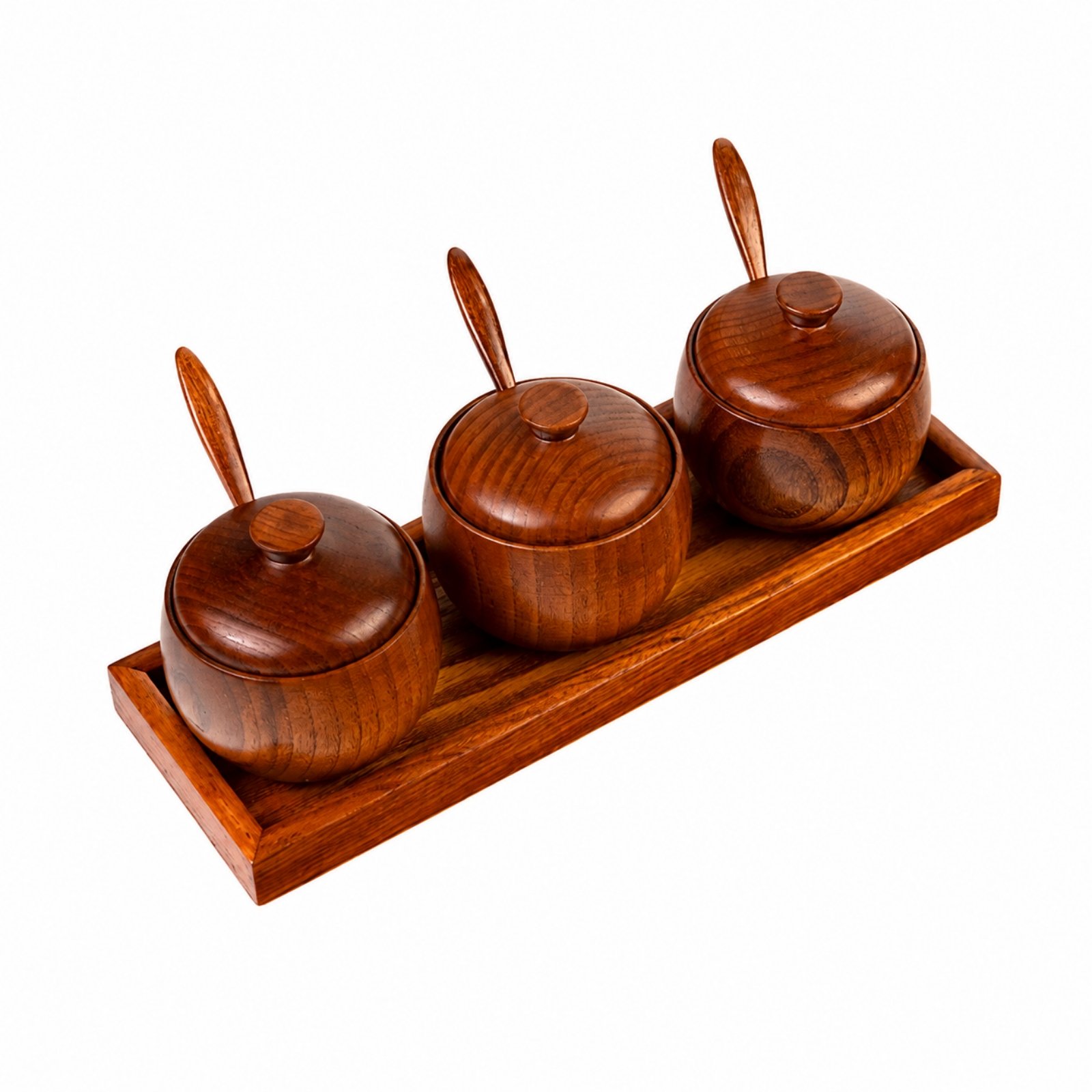 3-Piece Wooden Seasoning Jar with Spoon