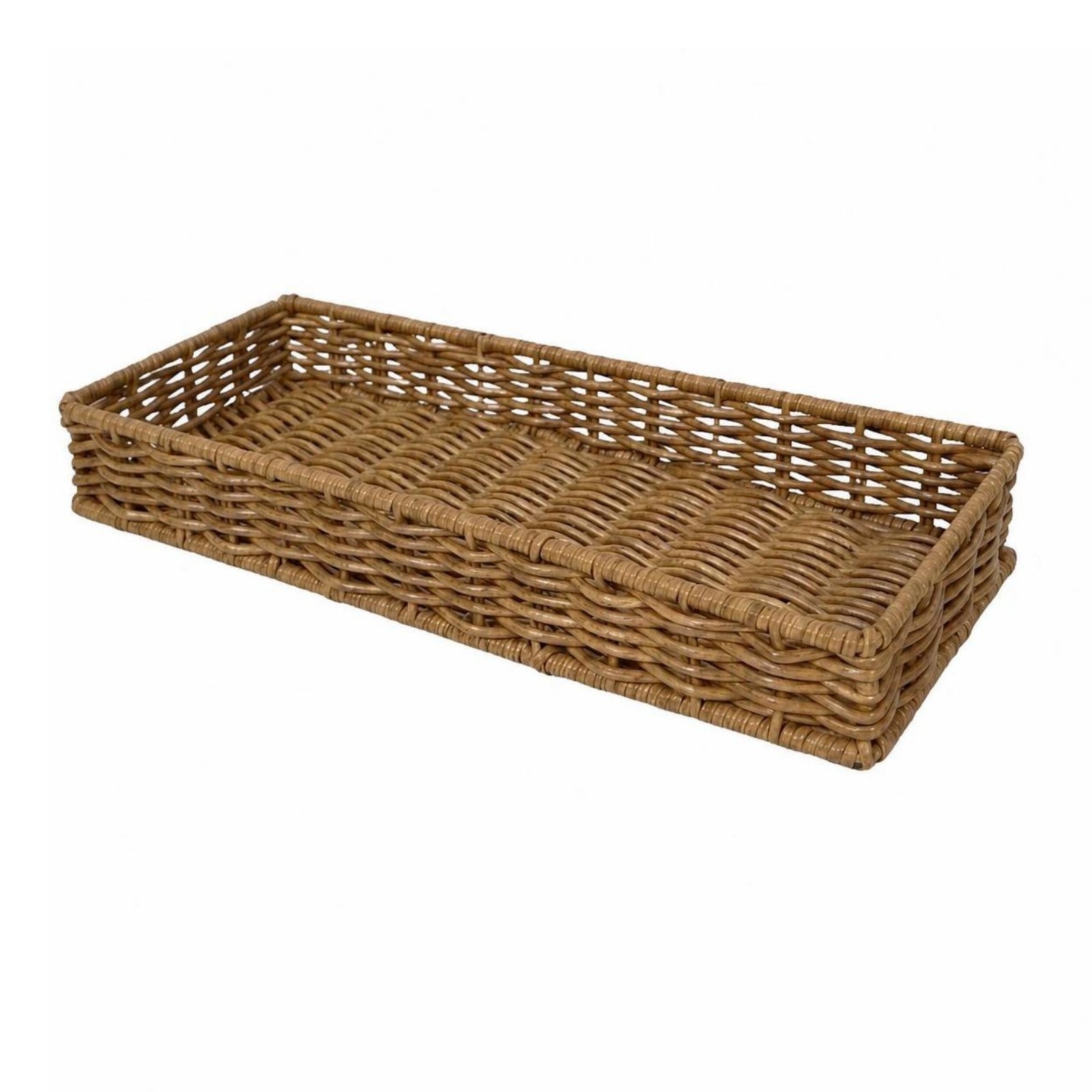 Rectangular Bread Basket Brown Wicker Look