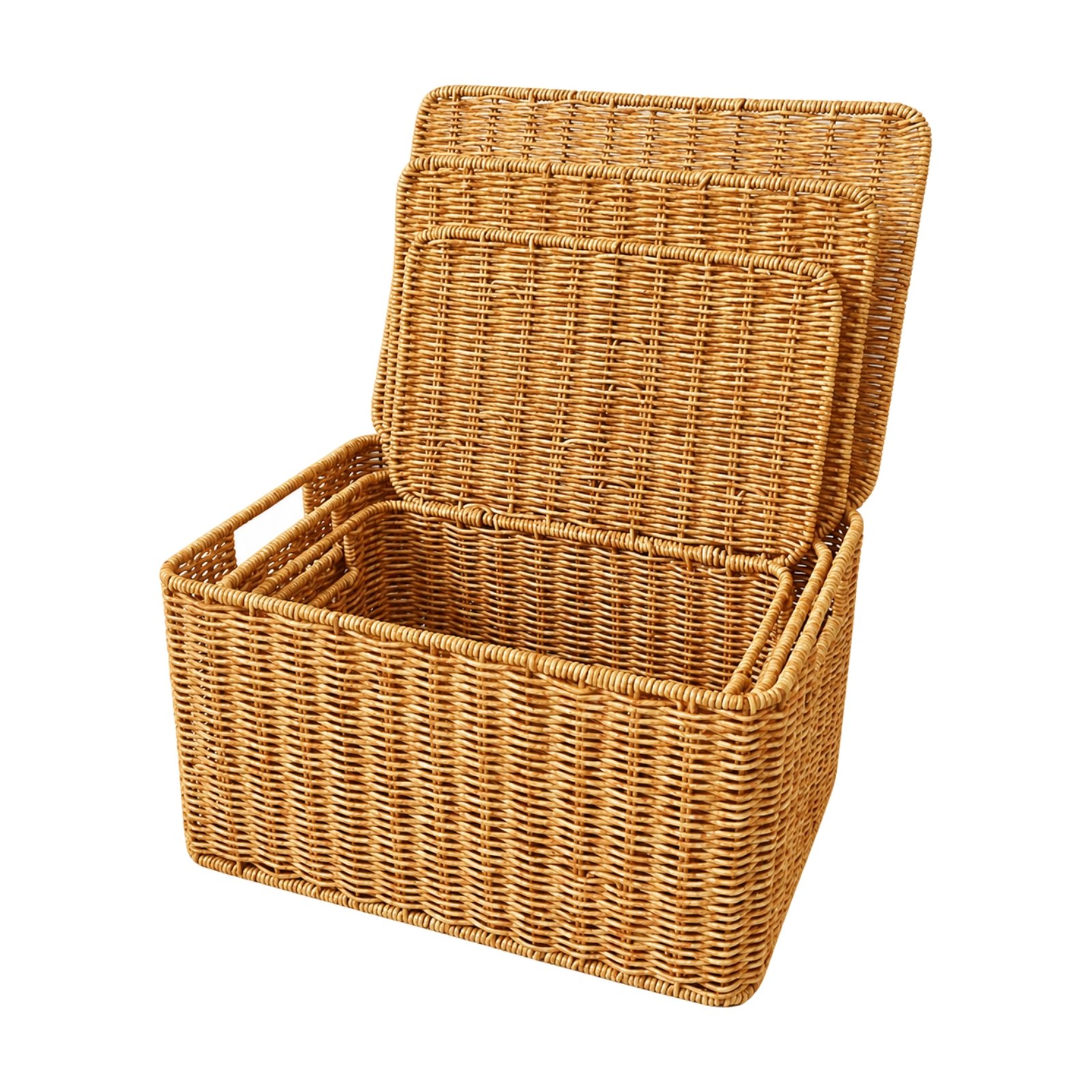 3-Piece Handwoven Rattan Storage Basket